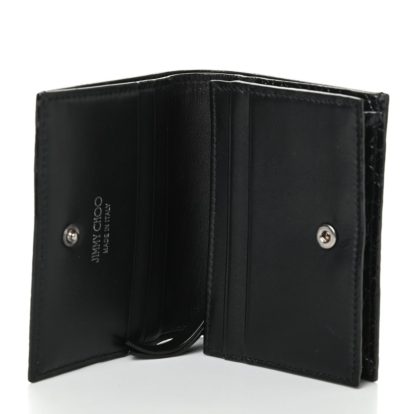 Calfskin Crocodile Embossed Hanne Wallet Black