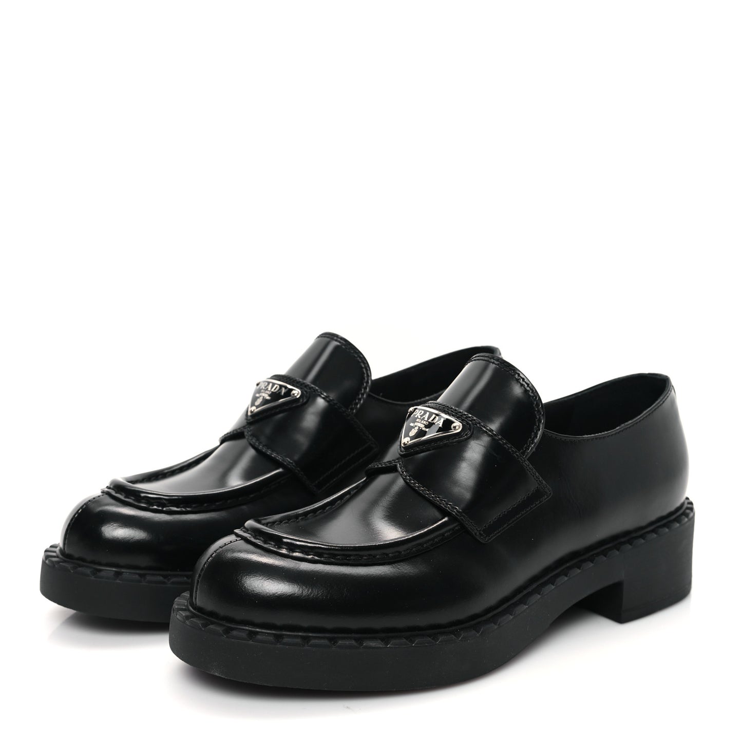 Spazzolato Metal Triangle Logo 50mm Loafers 37 Black