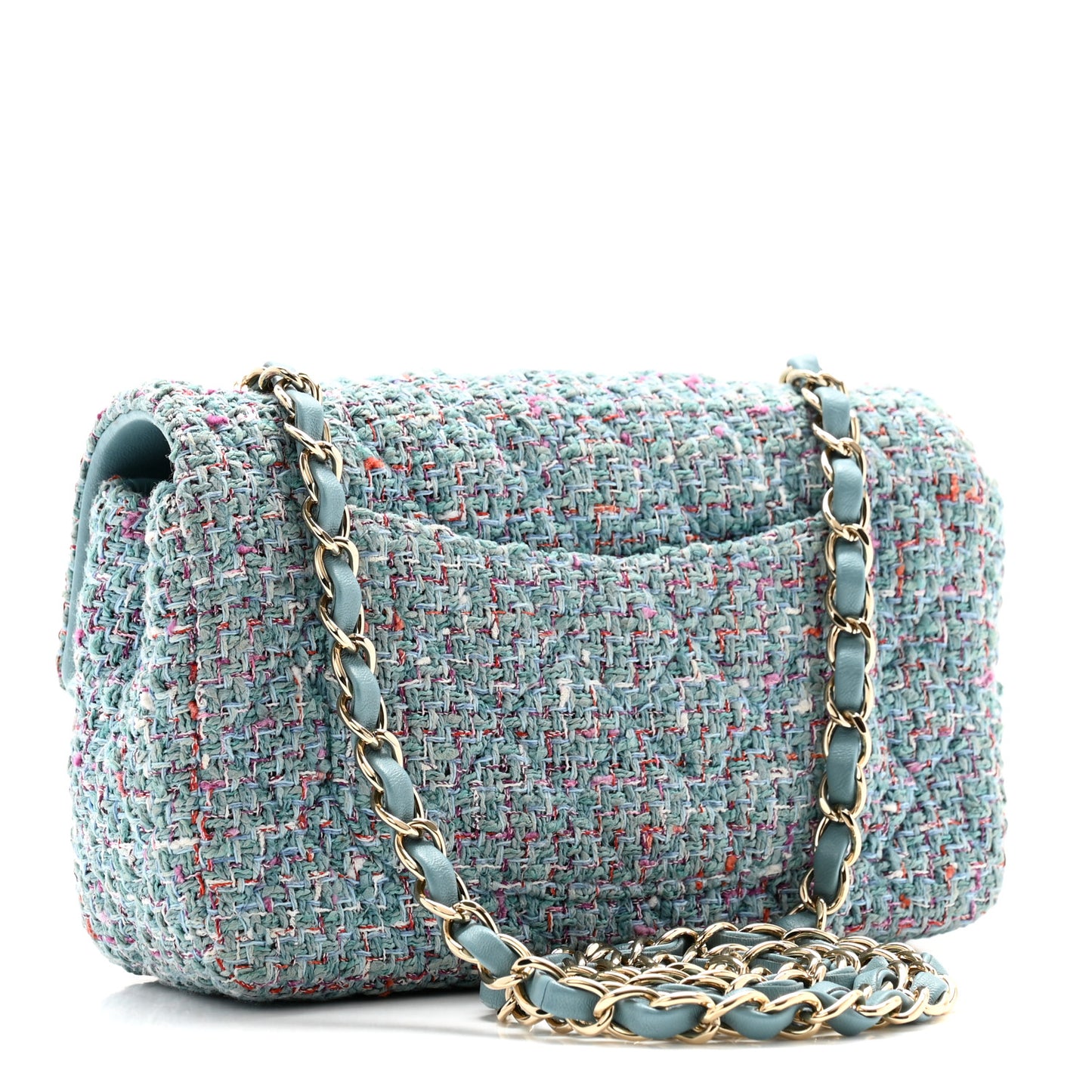 Tweed Quilted Mini Rectangular Flap Turquoise Purple White Red
