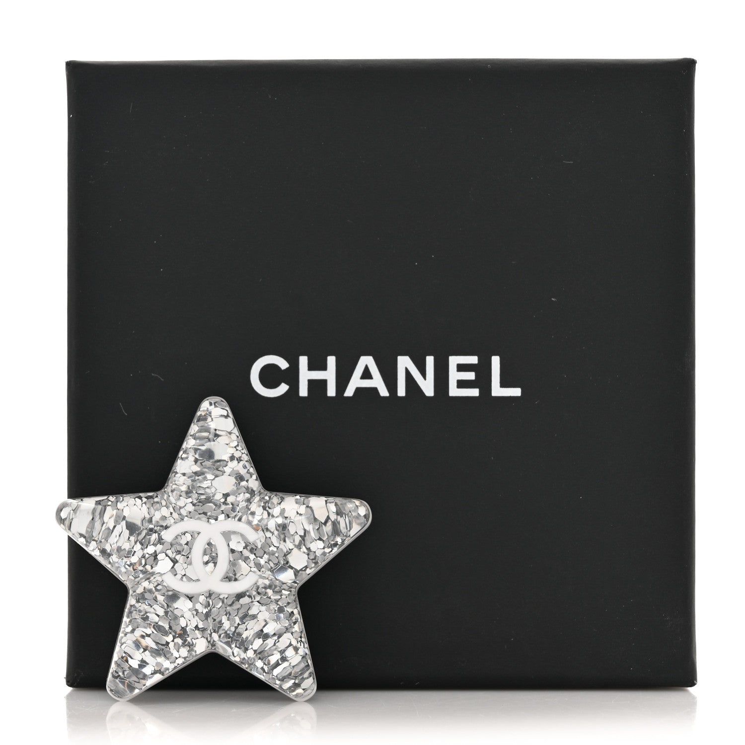 Chanel Resin Glitter Star CC Brooch White 4 of 4