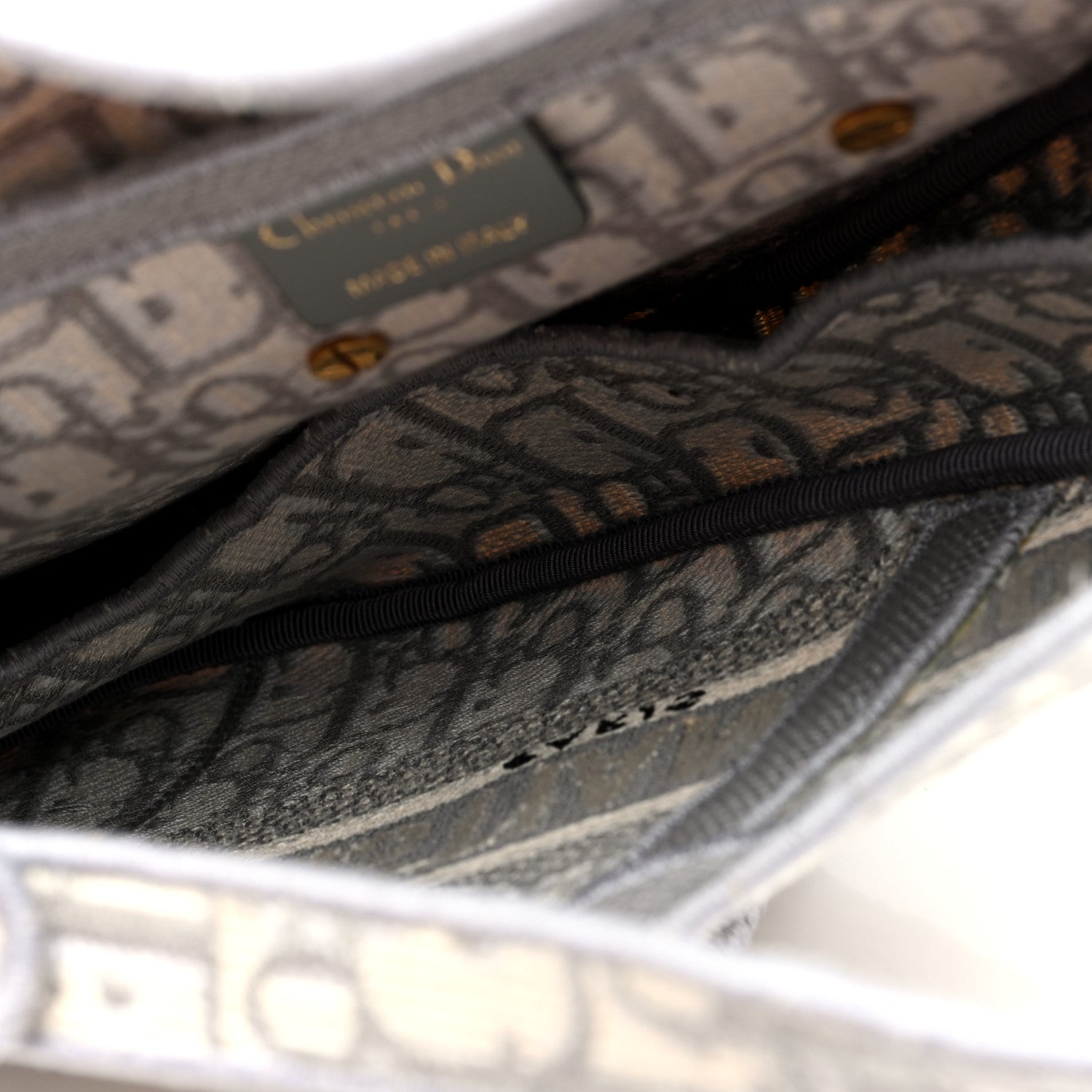 Christian Dior Oblique Embroidered Saddle Bag Gray 5 of 10