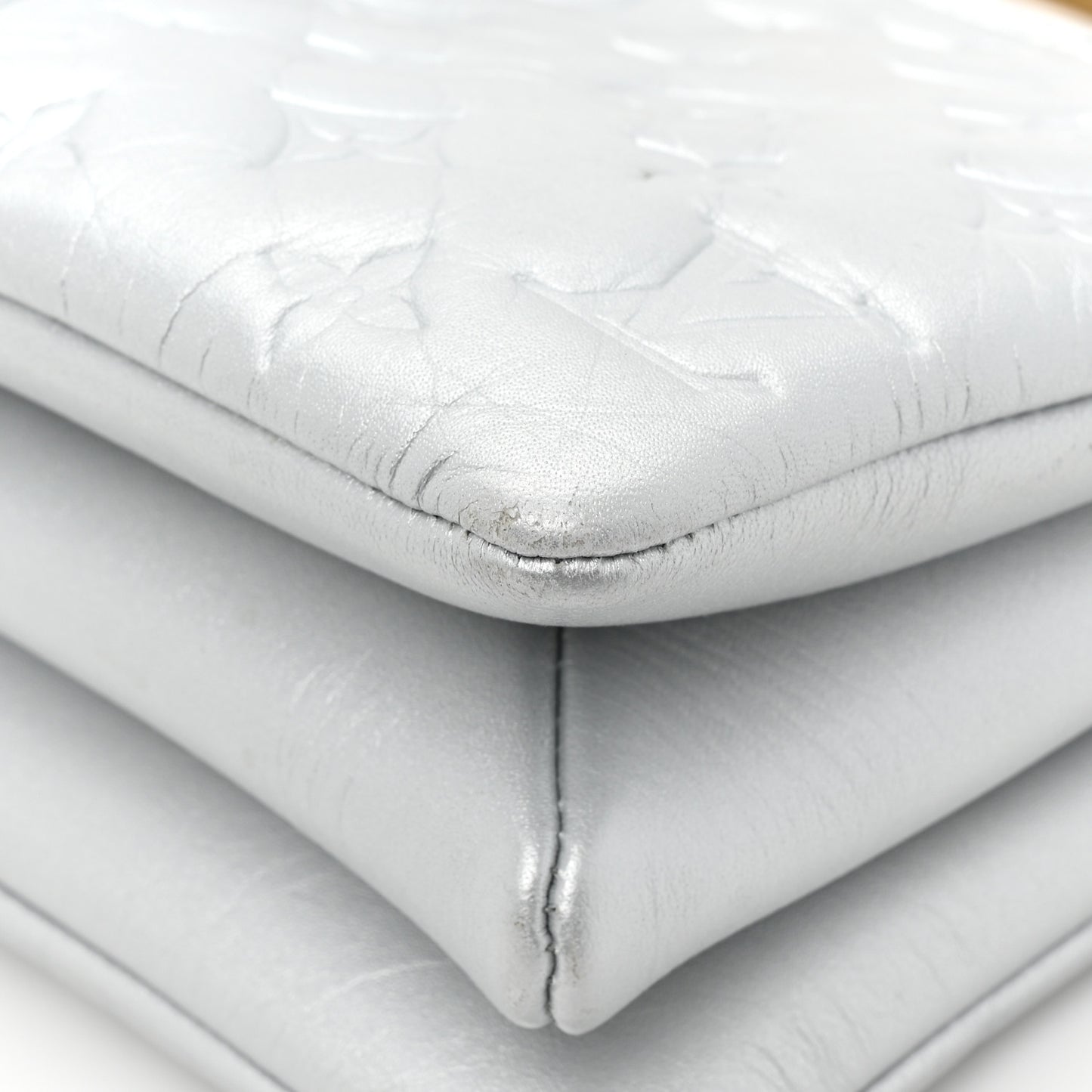 Lambskin Embossed Monogram Coussin BB Silver