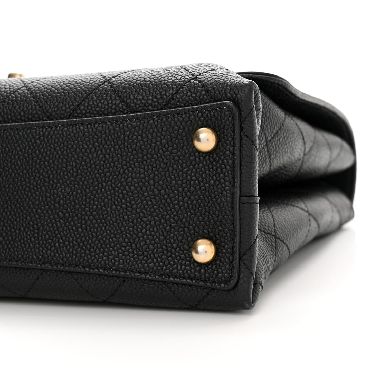Grained Calfskin Stitched Flap Black