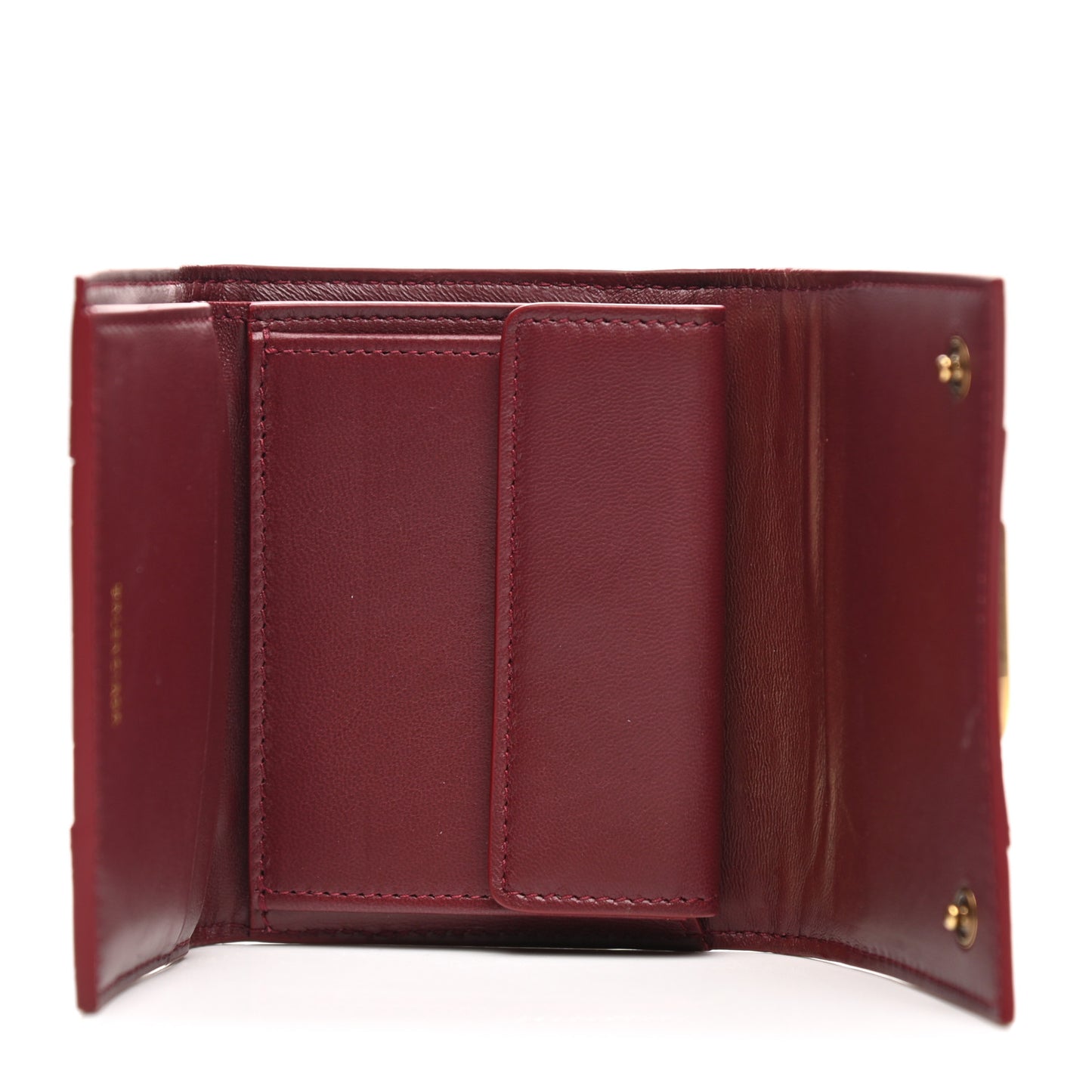 Shiny Calfskin Crocodile Embossed Hourglass Compact Wallet Dark Red