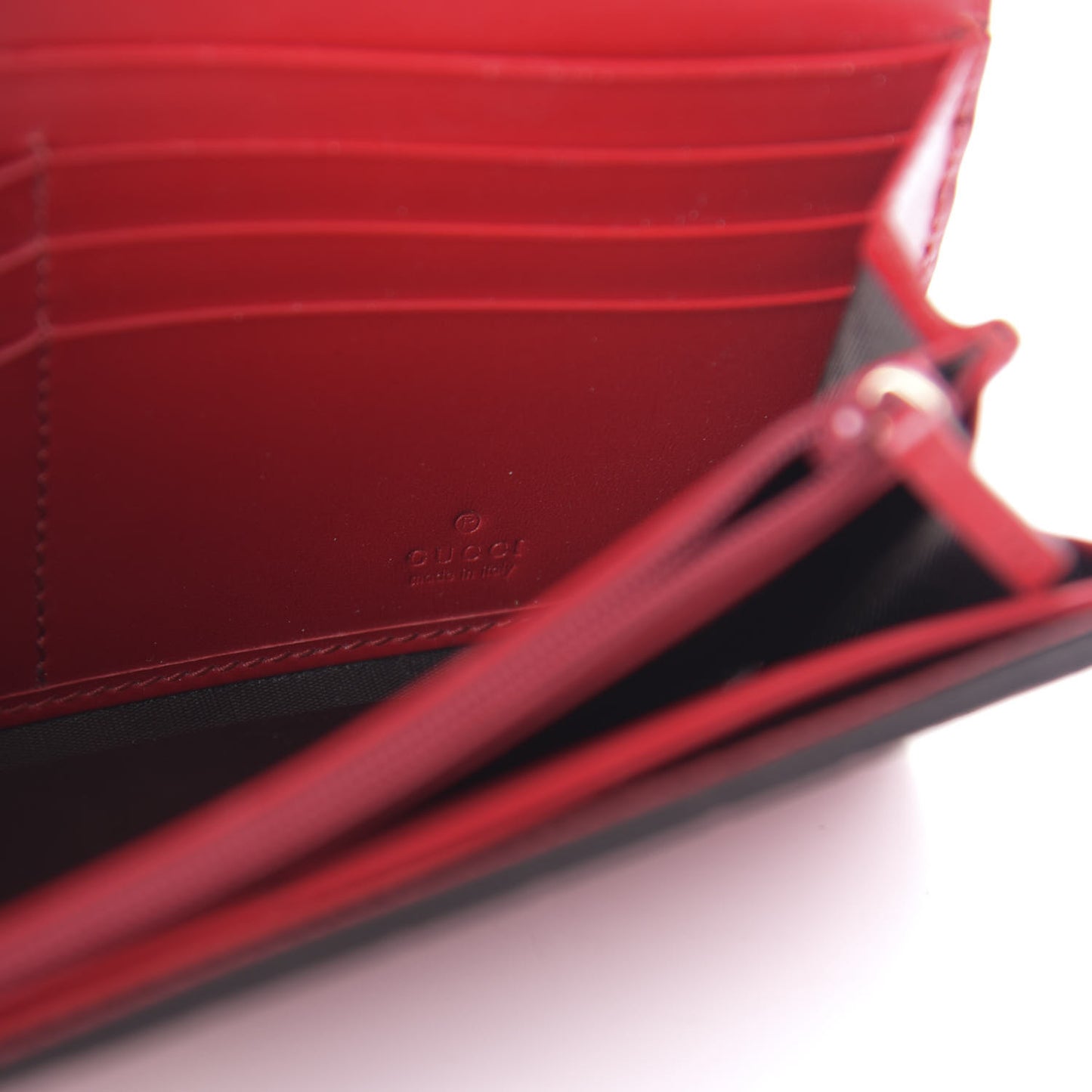 Guccissima Bow Continental Wallet Hibiscus Red