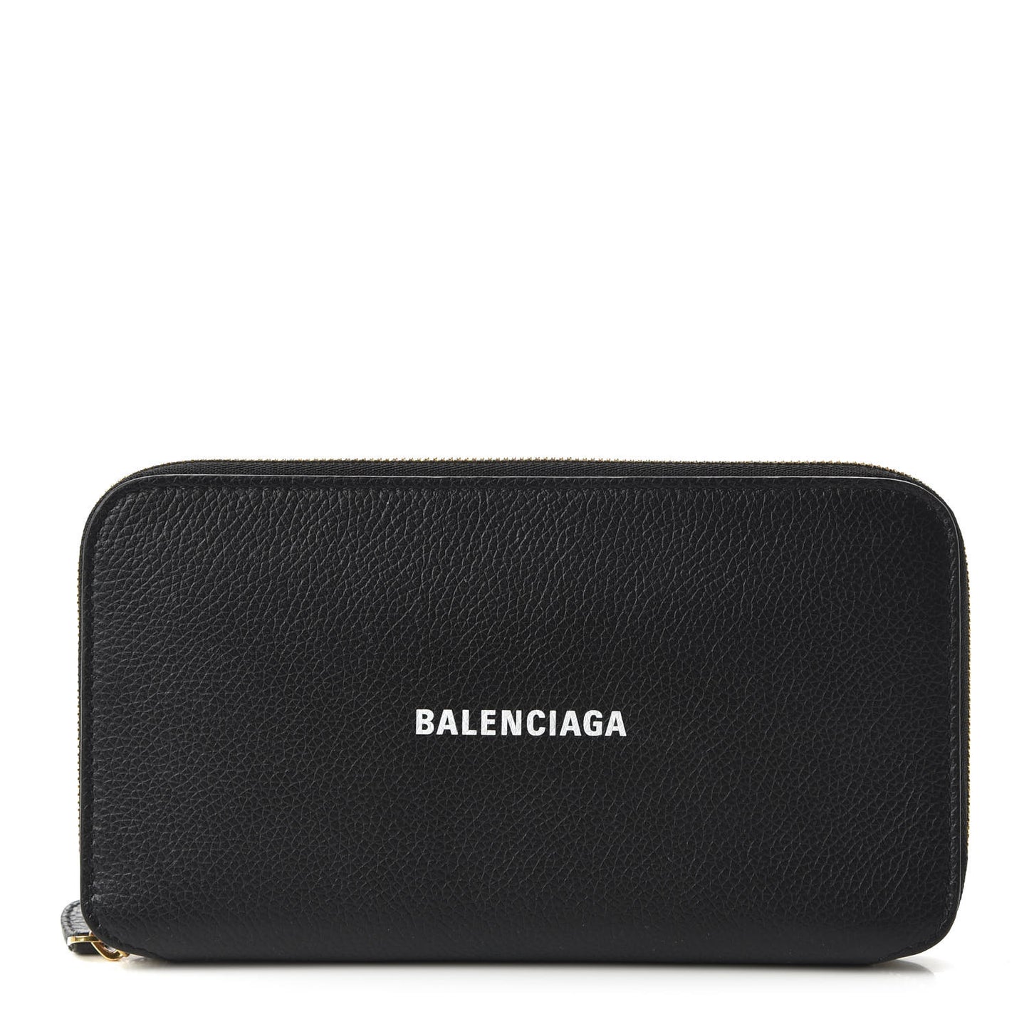 Calfskin Logo Everyday Continental Zip Around Wallet Black