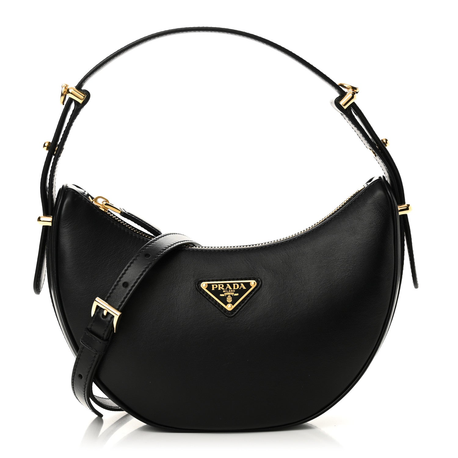 Prada Soft Calfskin Arque Shoulder Bag Black 1748147 – FASHIONPHILE