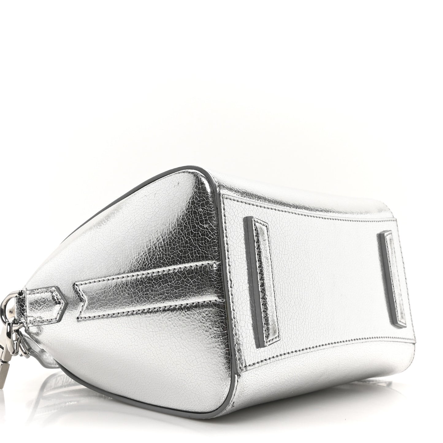 Metallic Sugar Goatskin Mini Antigona Silver