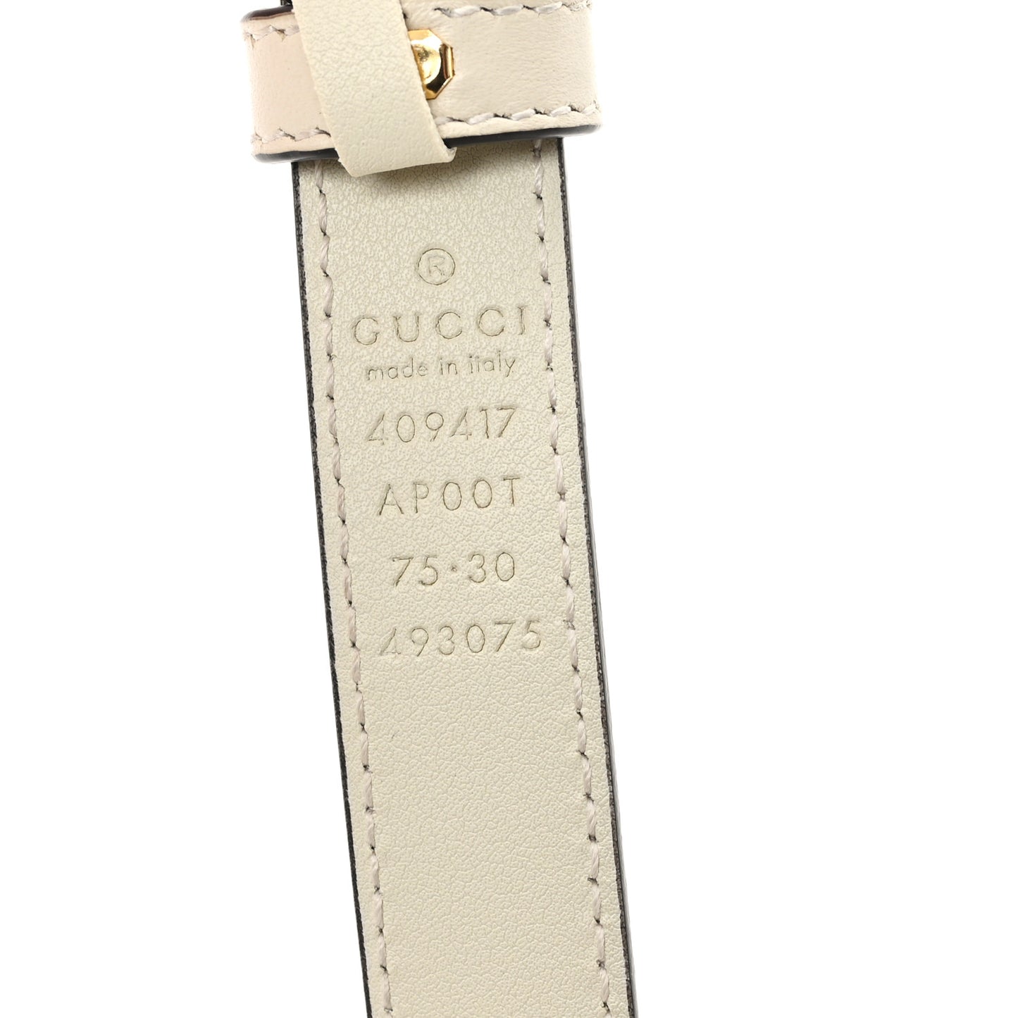 Calfskin Double G 20mm Belt 75 30 Mystic White