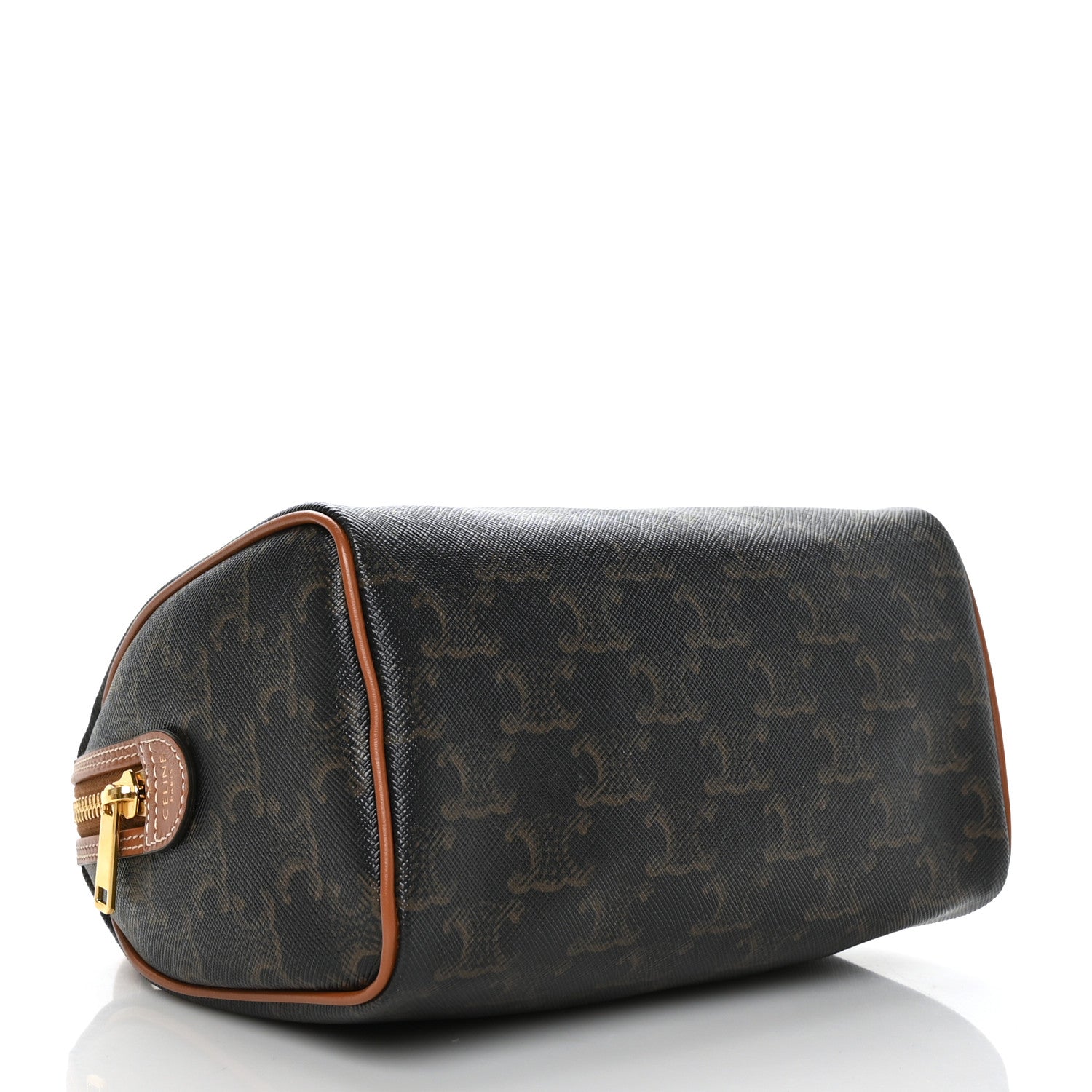 Celine Triomphe Canvas Calfskin Small Boston Bag Tan 4 of 7