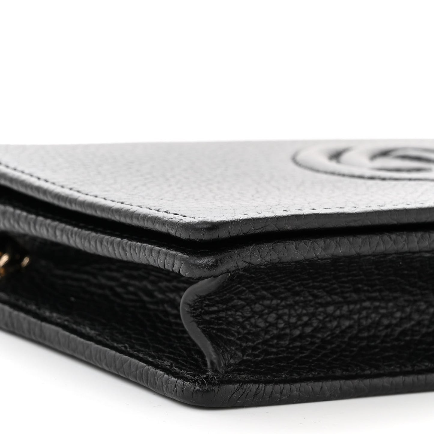 Pebbled Calfskin Soho Wallet On Chain Black