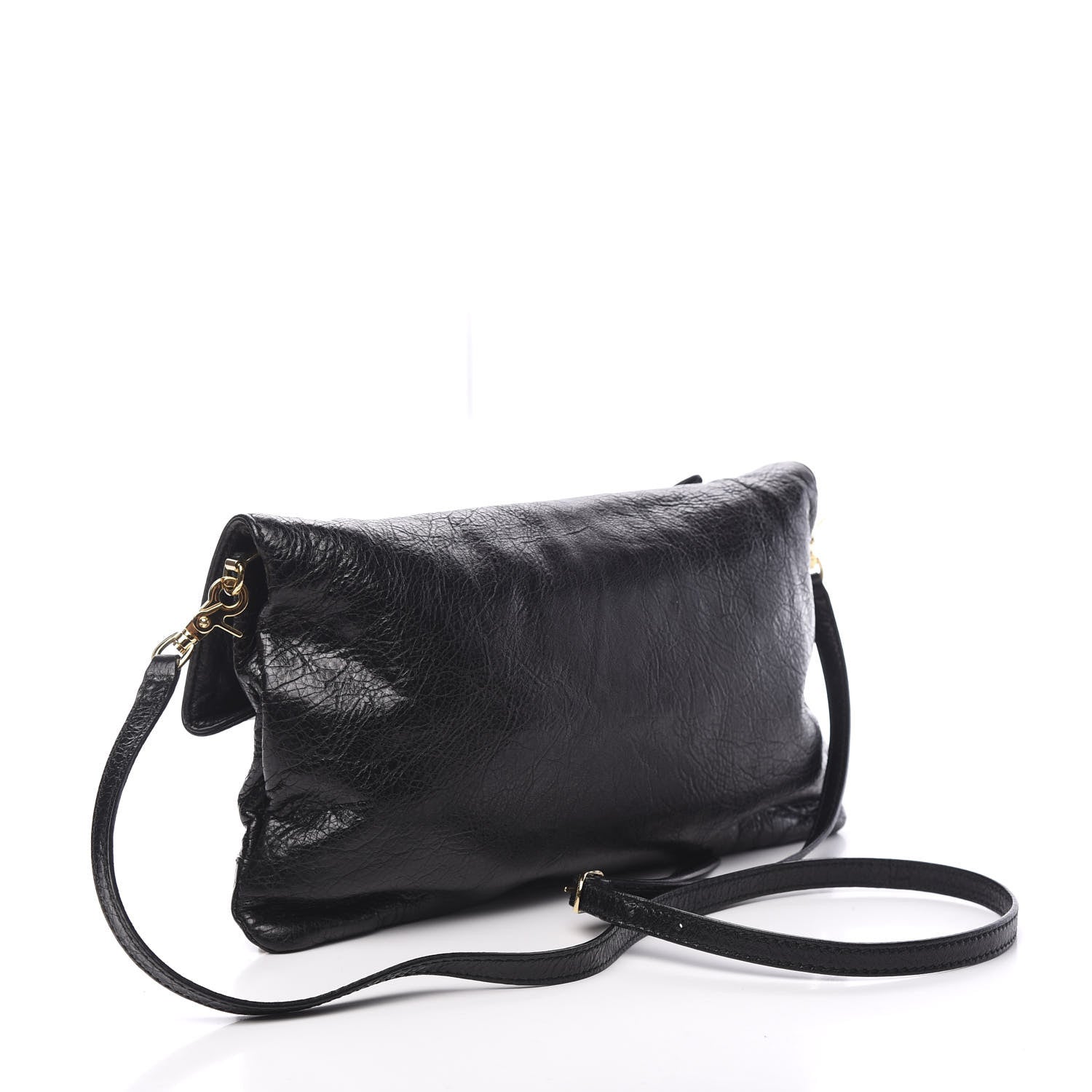 Balenciaga Agneau Giant 12 Gold Hardware Envelope Strap Clutch Black 2 of 12