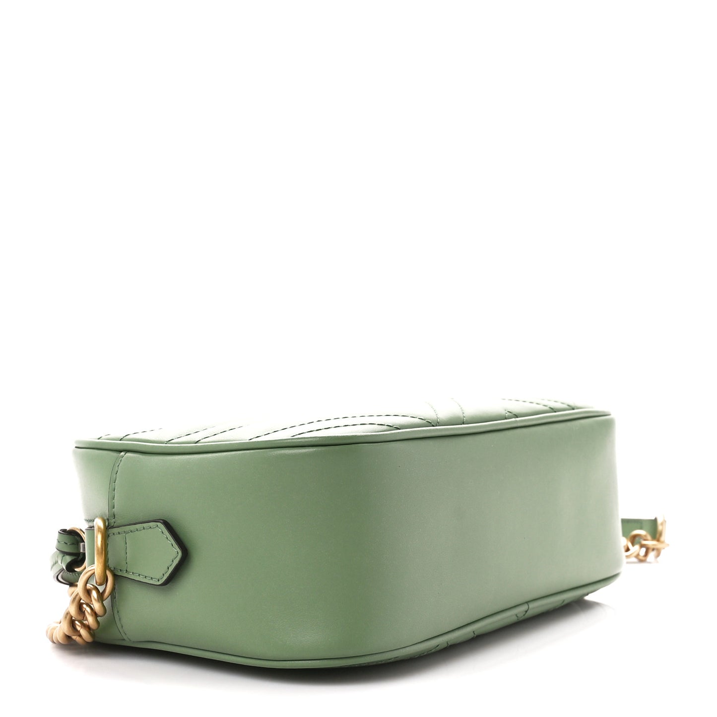 Calfskin Matelasse Chevron Small GG Marmont Chain Shoulder Bag Salamander Green