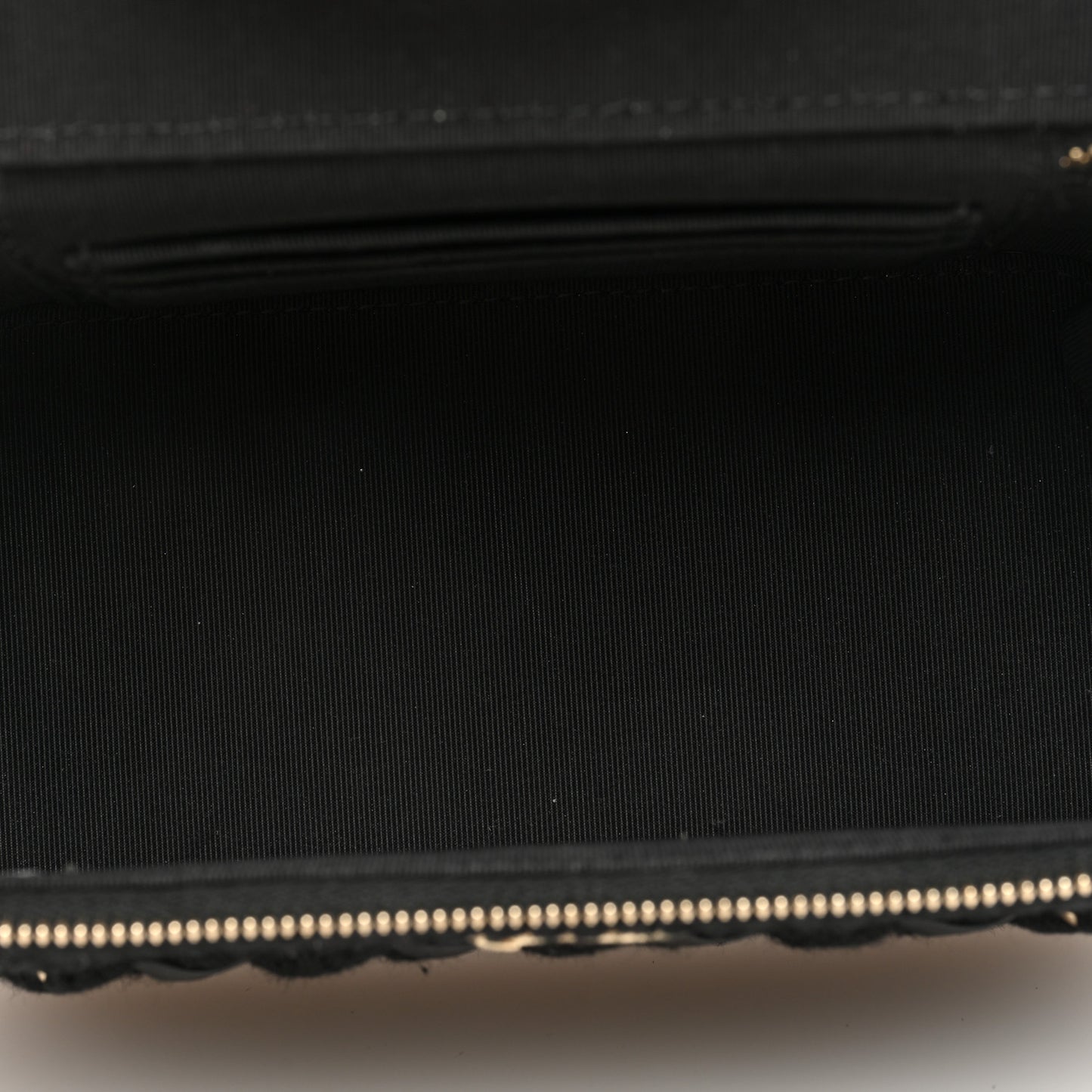 Lambskin Crochet Quilted Small Vanity Case With Chain Black
