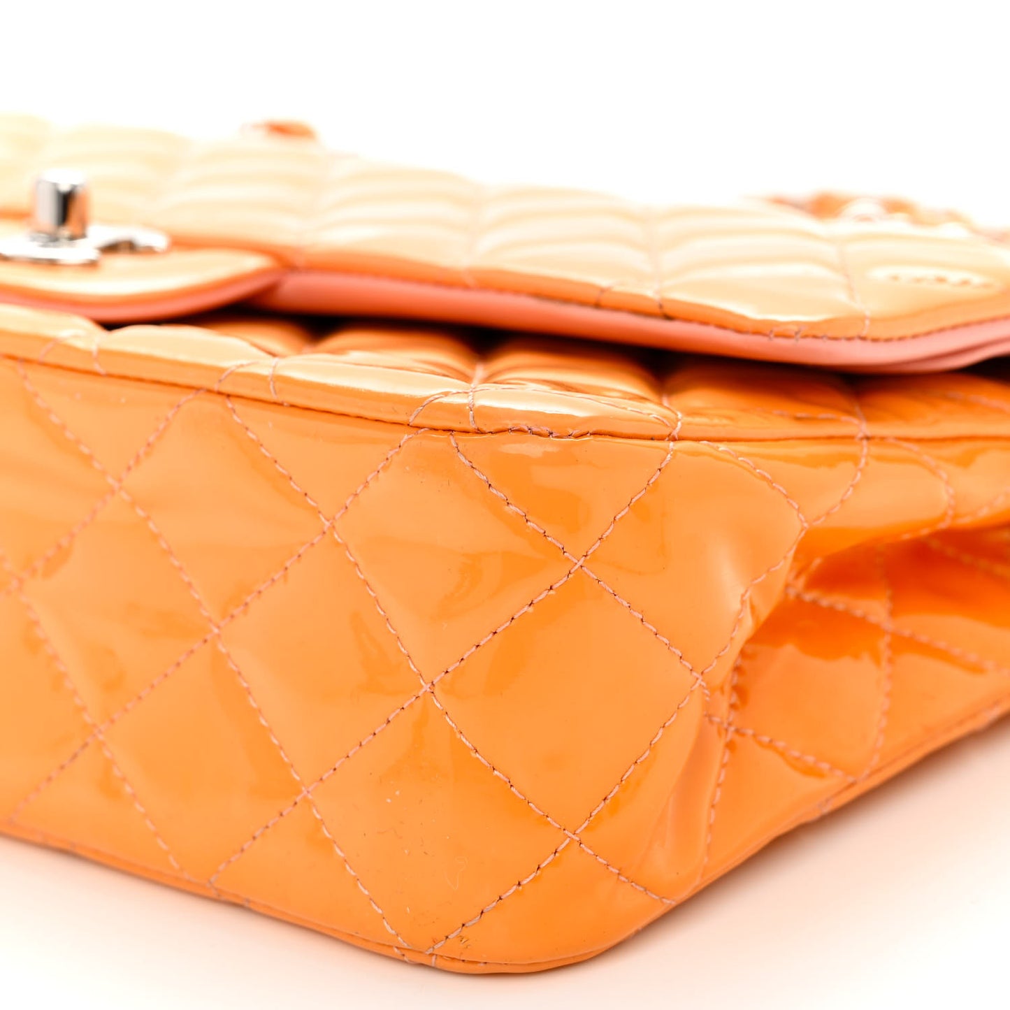 Patent Quilted Medium Double Flap Pink