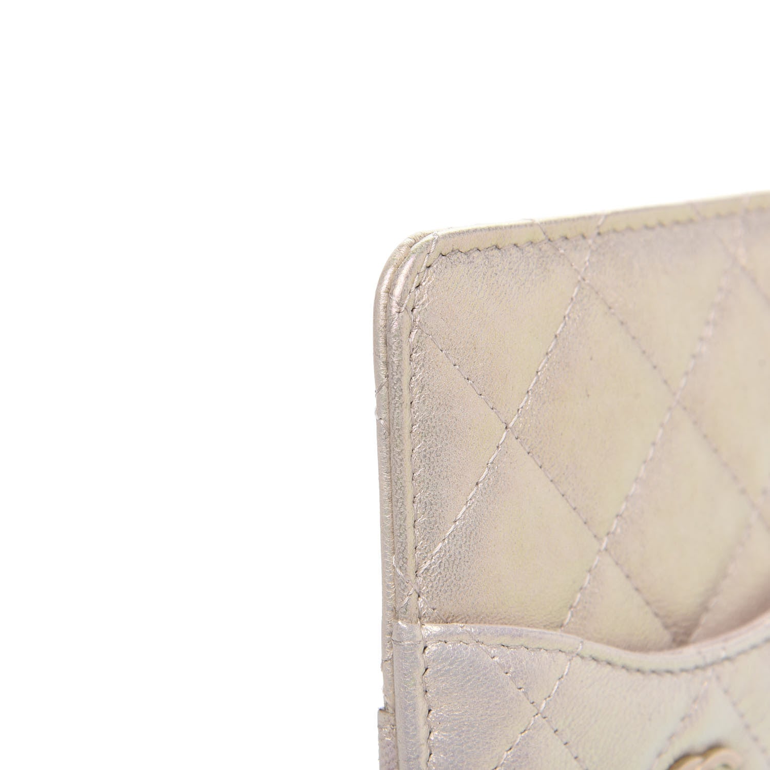 Chanel Iridescent Lambskin Quilted Classic Flat Wallet Pouch Ivory 9 of 10