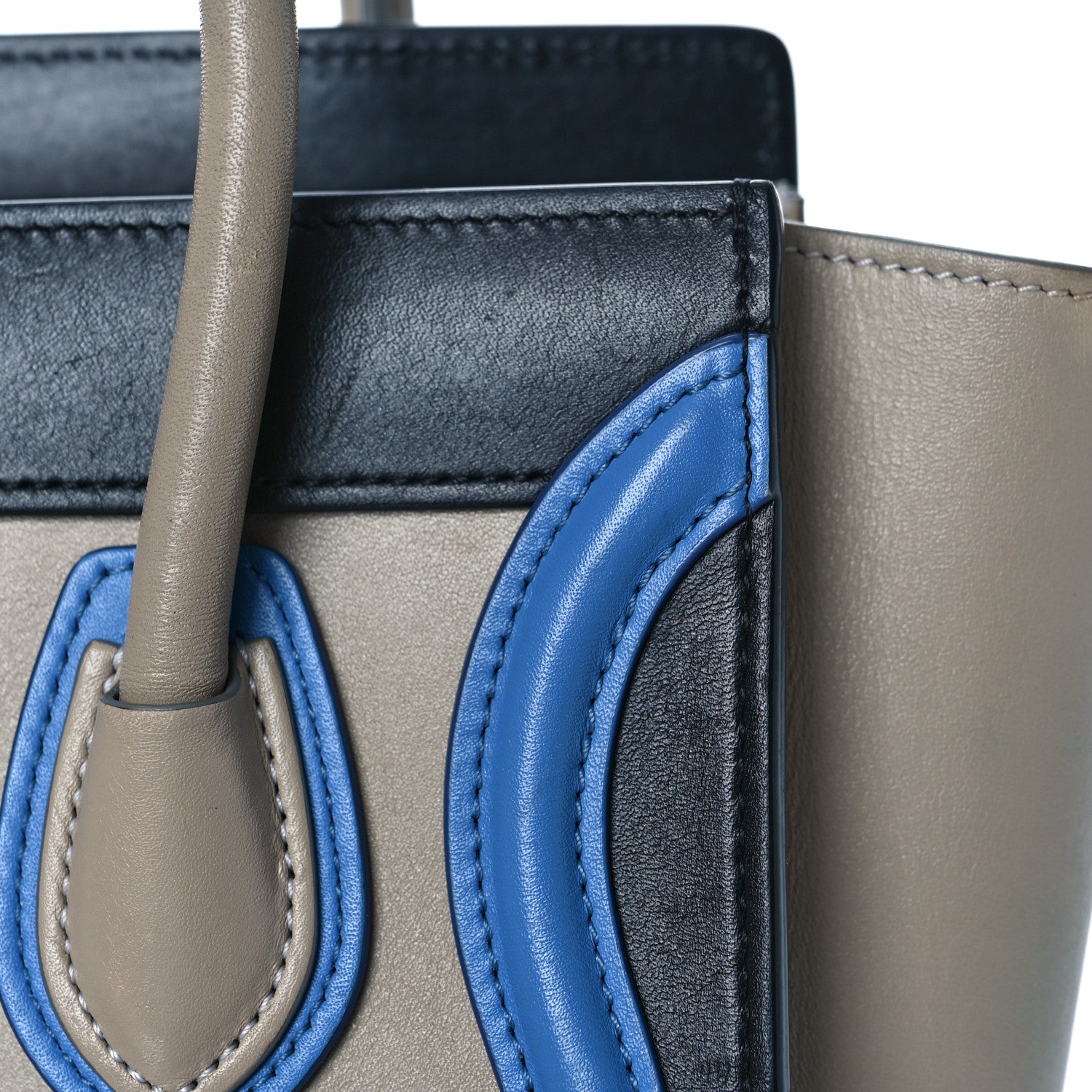 Celine Shiny Smooth Calfskin Tri-color Nano Luggage Quartz 10 of 18