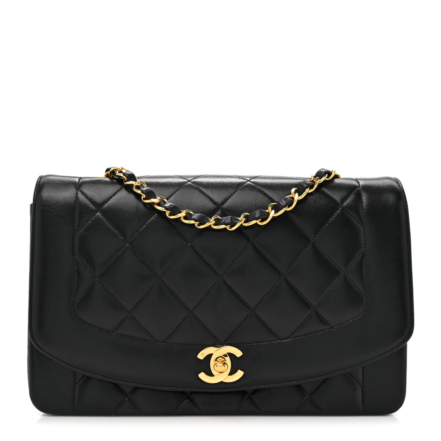 Lambskin Quilted Medium Single Flap Black