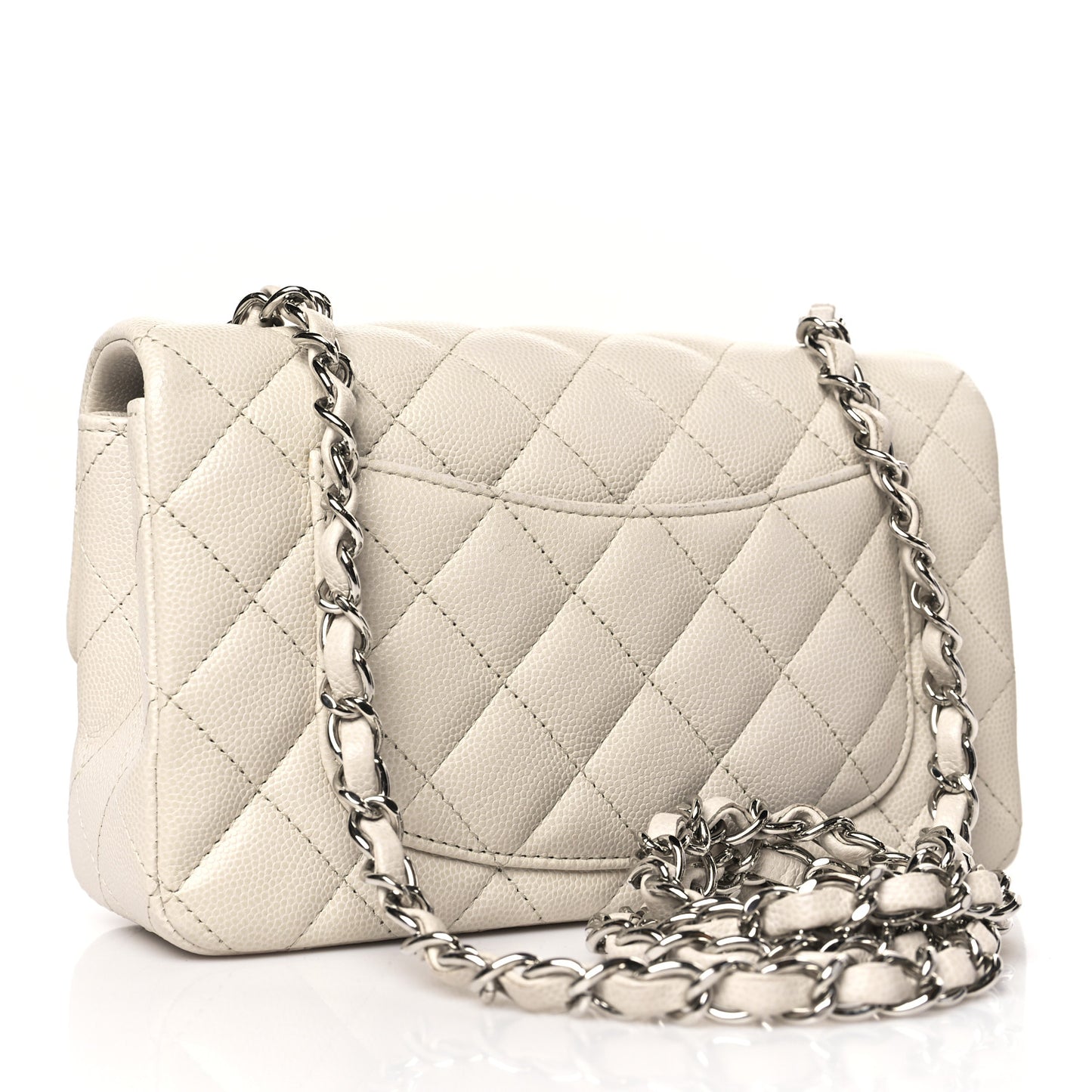 Caviar Quilted Mini Rectangular Flap Ivory
