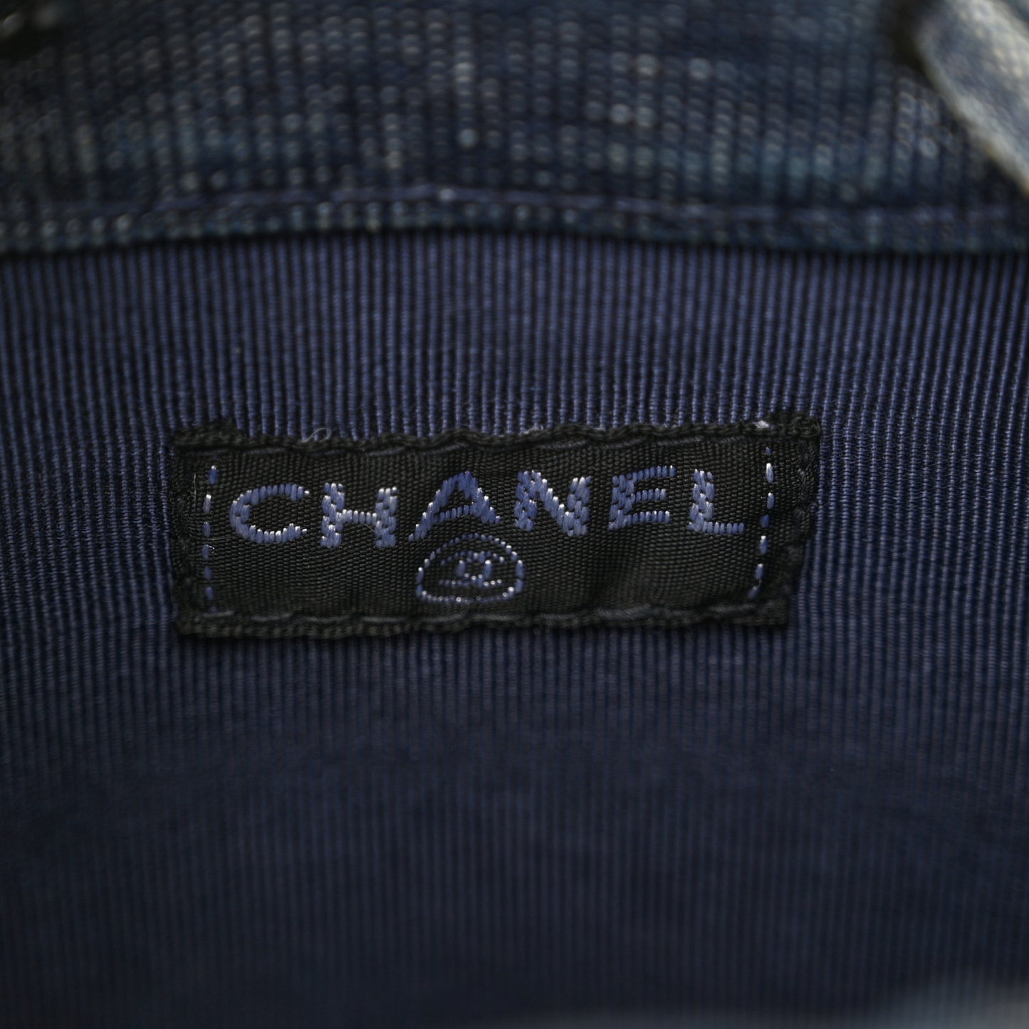 Sequin Denim Small Drawstring Bucket Bag Blue