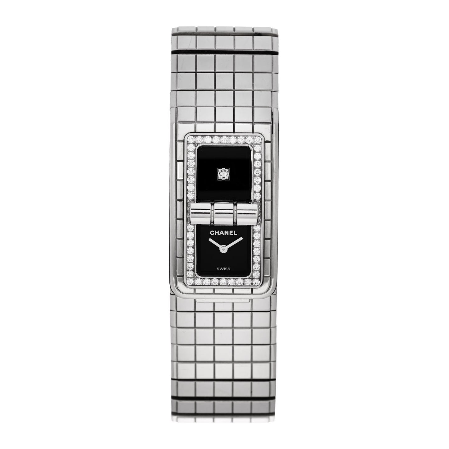 Stainless Steel Diamond Bezel 21mm Code Coco Quartz Watch Black