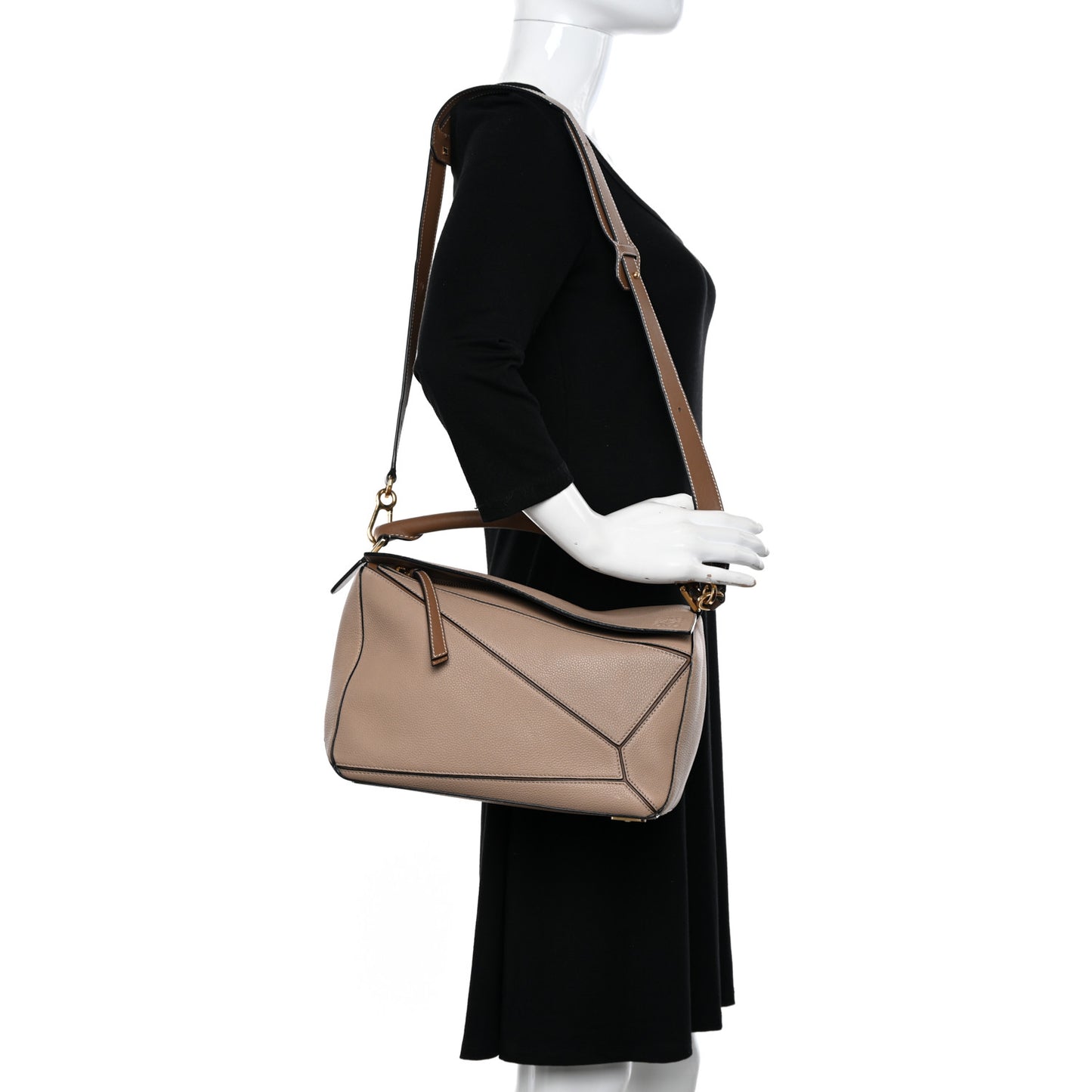 Calfskin Medium Puzzle Bag Sand Mink