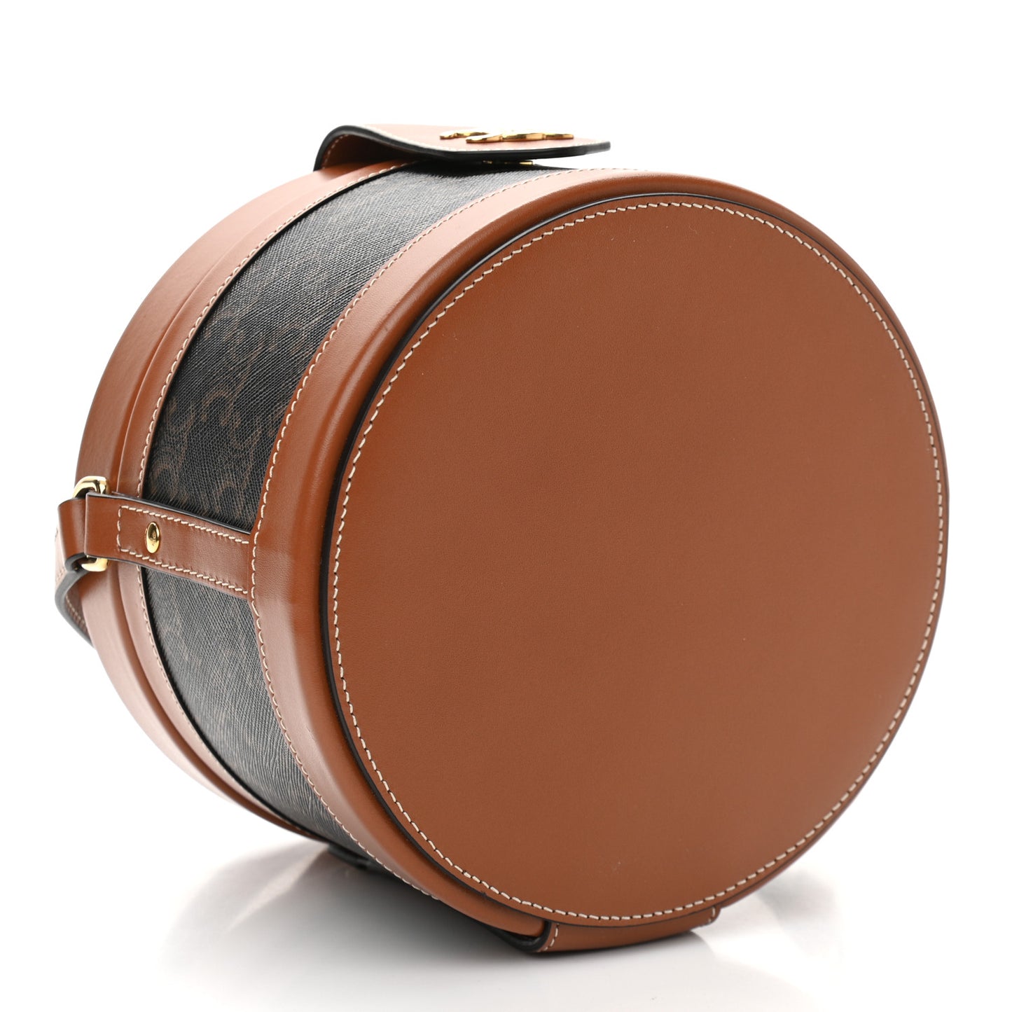 Calfskin Triomphe Canvas Medium Tambour Bag Tan