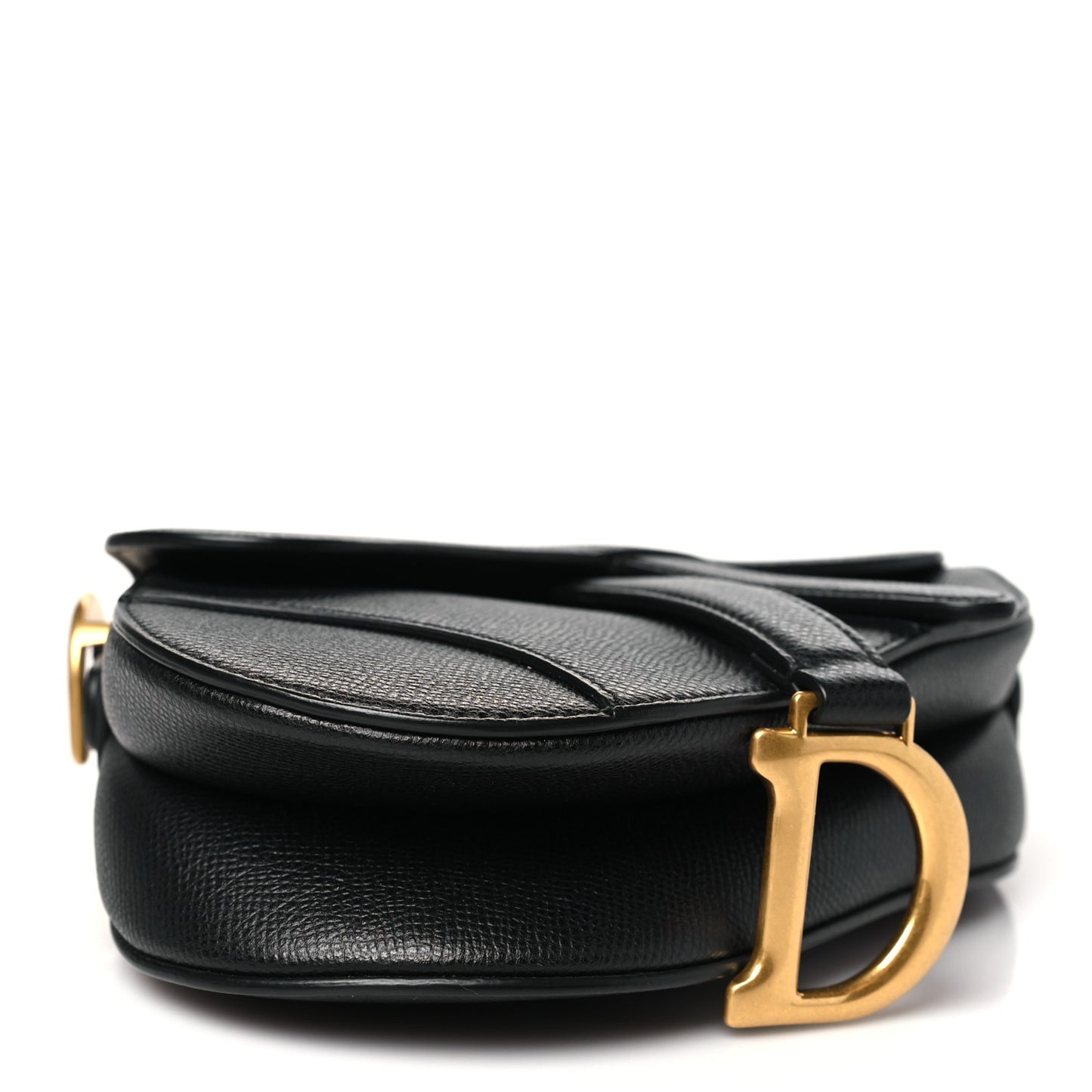 Grained Calfskin Mini Saddle Bag Black