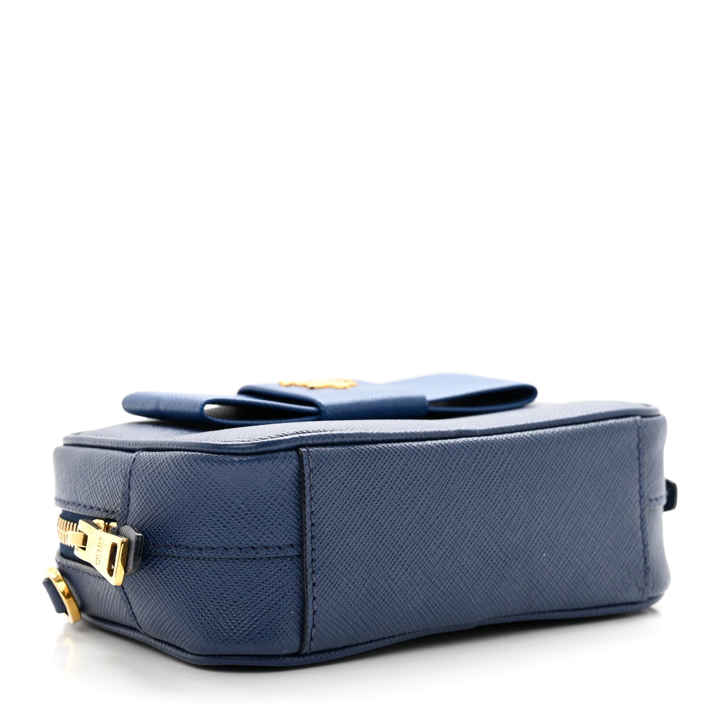 Saffiano Fiocco Bow Camera Crossbody Bag Bluette