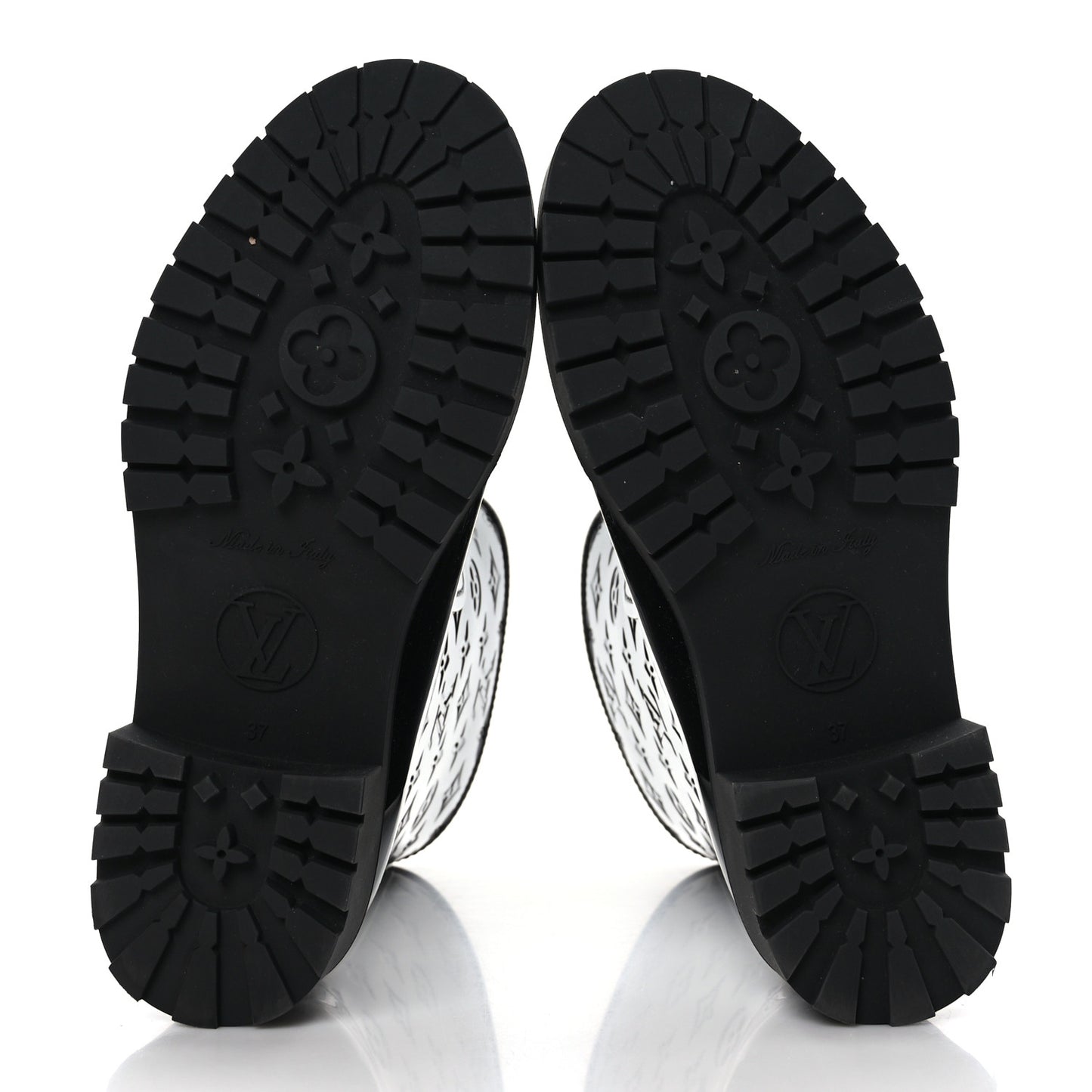 Rubber Embossed Monogram Drops Flat Half Boots 37 Black