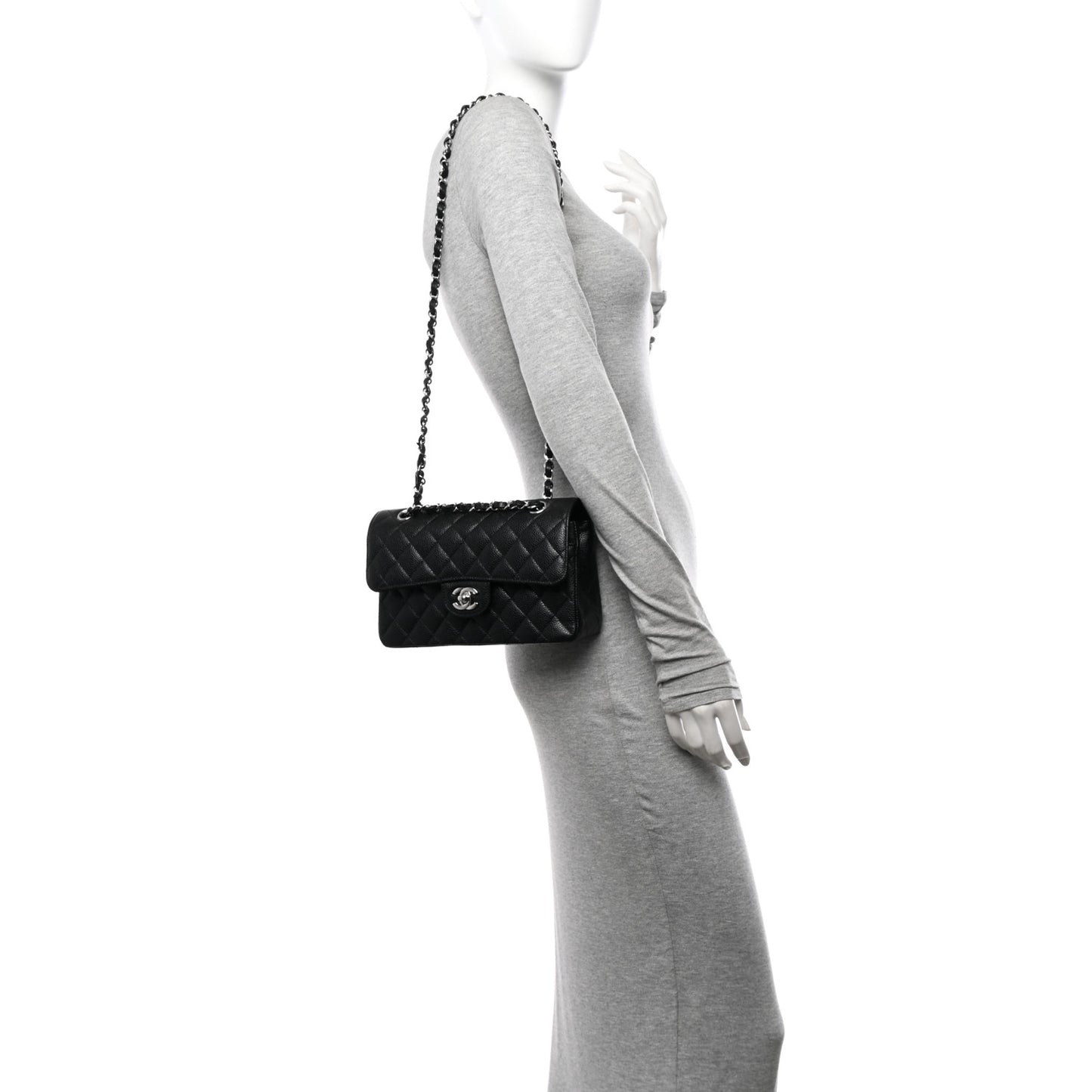 Caviar Quilted Small Double Flap Black