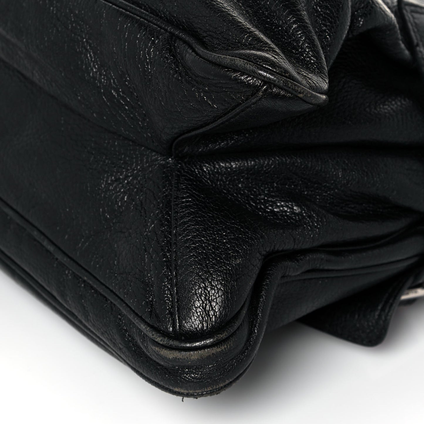 Stone Polished Goatskin Maggie Shoulder Bag Black