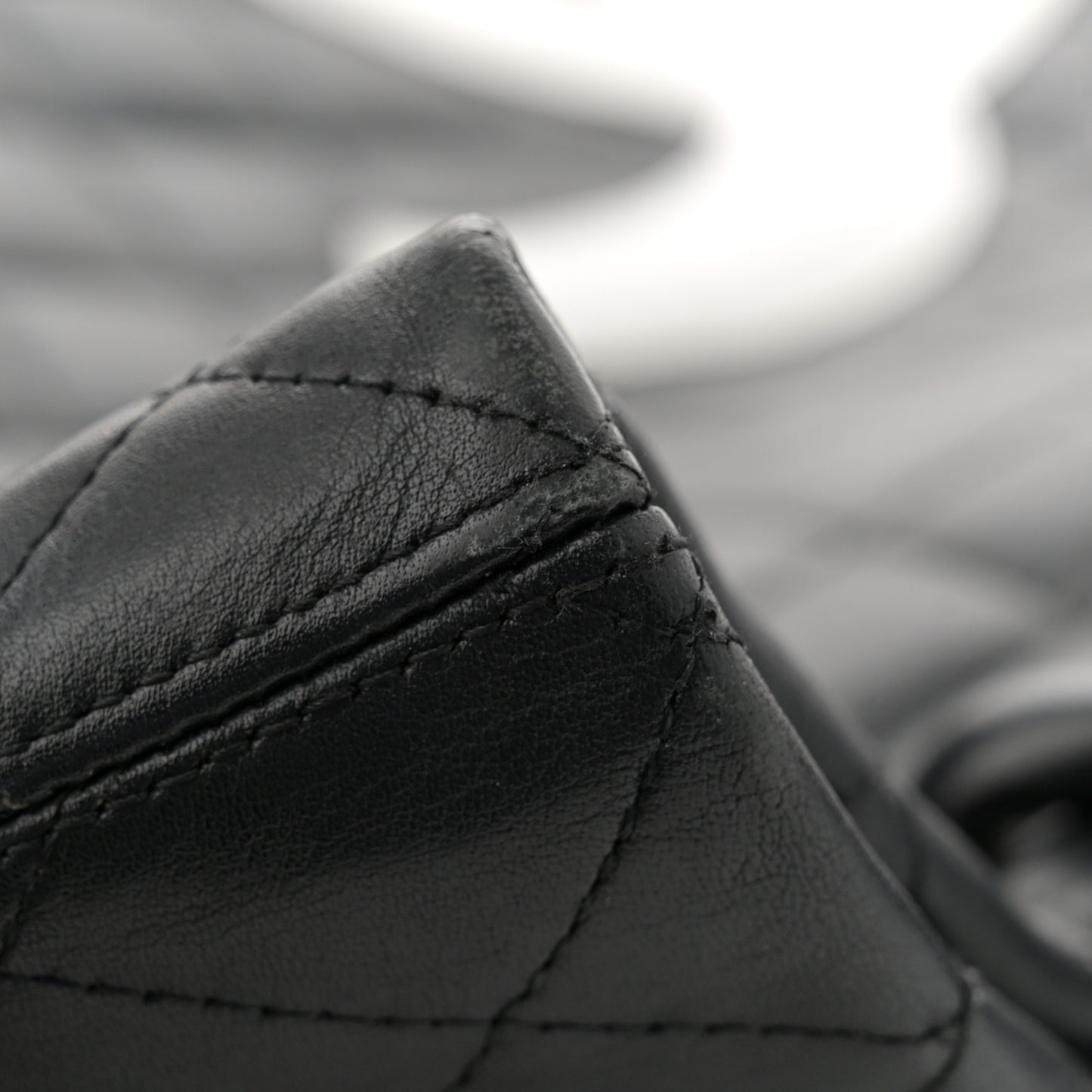 Calfskin Quilted Large Cambon Tote Black White
