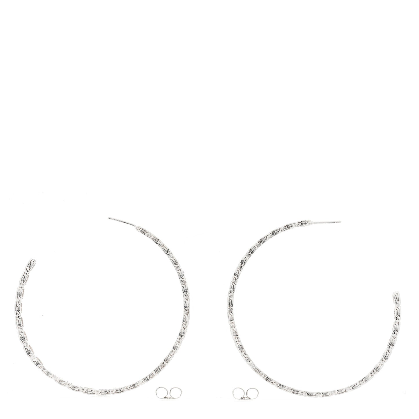 Sterling Silver Diamond 71mm Dot Hoop Earrings
