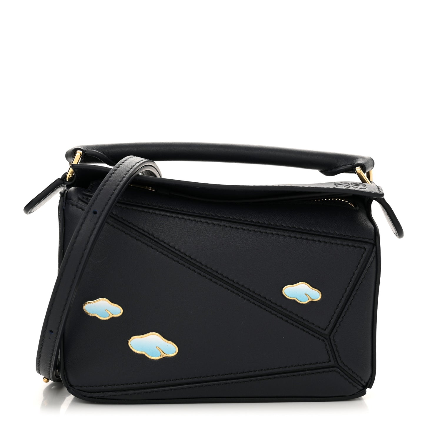 Calfskin New Year Mini Puzzle Bag Dark Ink