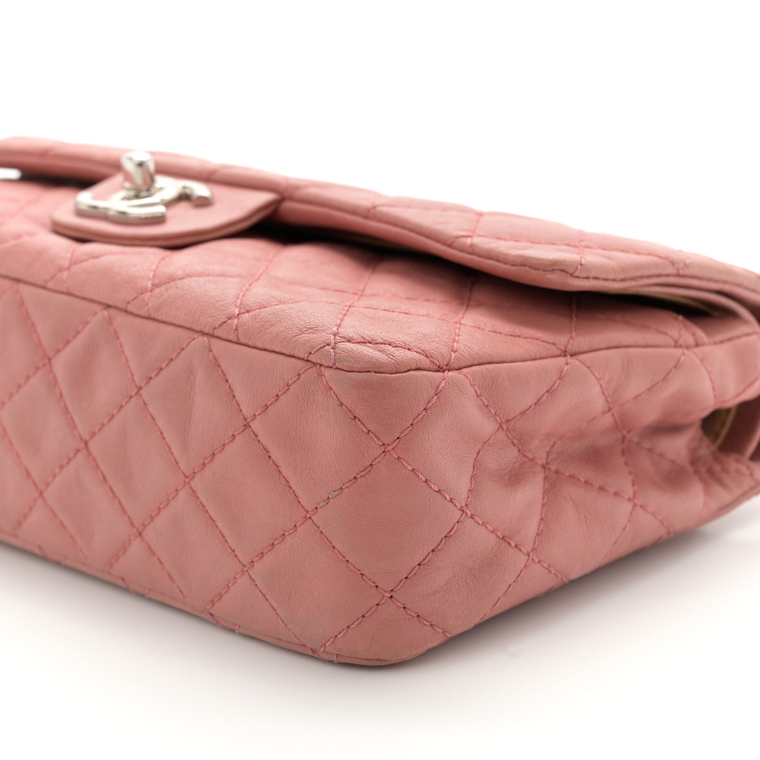 Chanel Washed Lambskin Quilted Medium Double Flap Bijoux Chain Pink 10 of 12