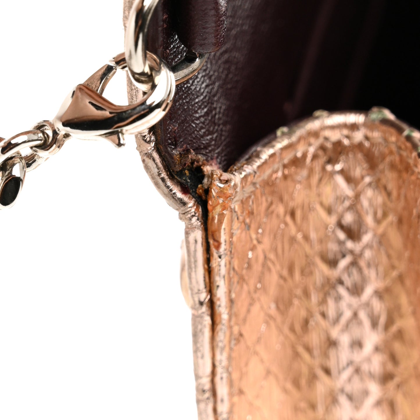 Snakeskin Diorama Wallet on Chain Pouch Rose Gold