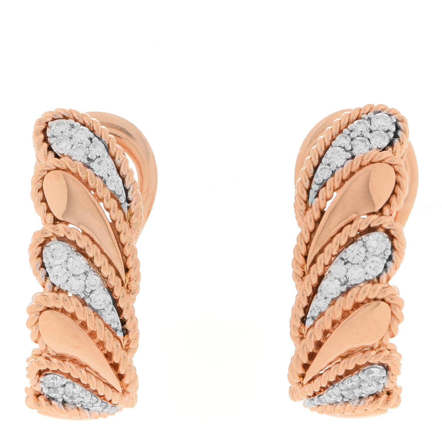 Roberto Coin 18K Rose Gold Diamond Byzantine Barocco Earrings 1 of 5