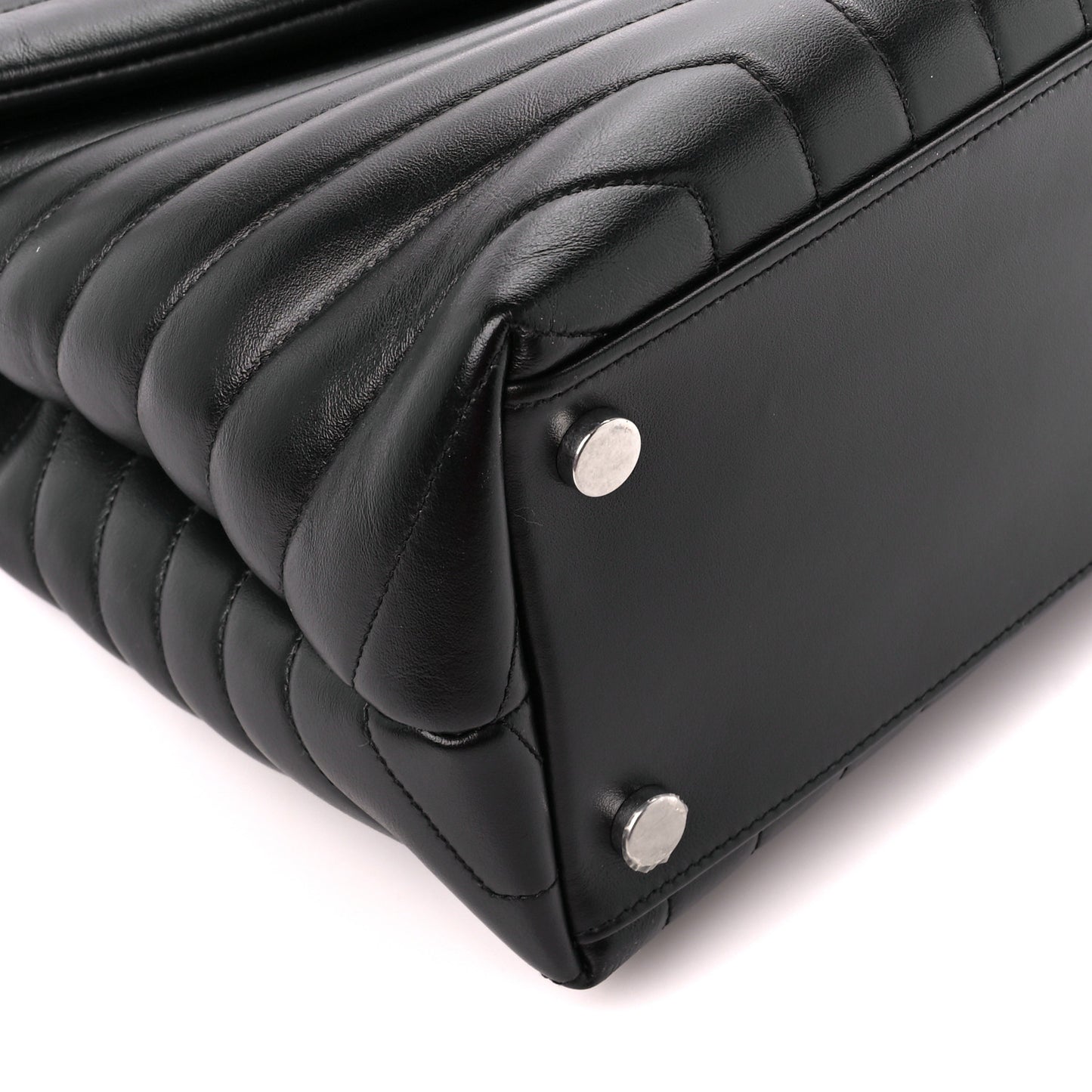 Calfskin Y Quilted Monogram Large Loulou Chain Satchel Black