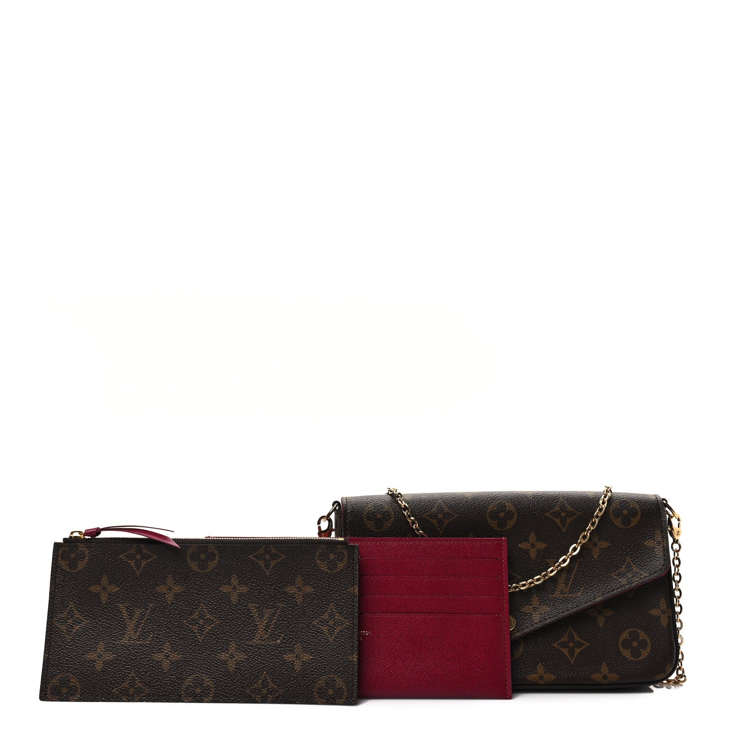 Louis Vuitton Monogram Pochette Felicie Chain Wallet Fuchsia