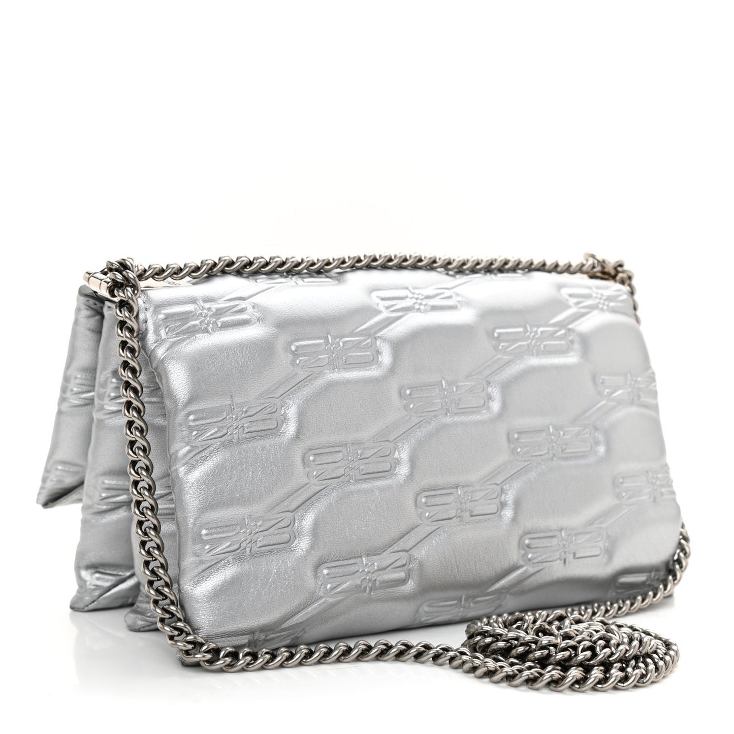 Nappa Allover License BB Monogram Embossed Small Triplet Bag Silver