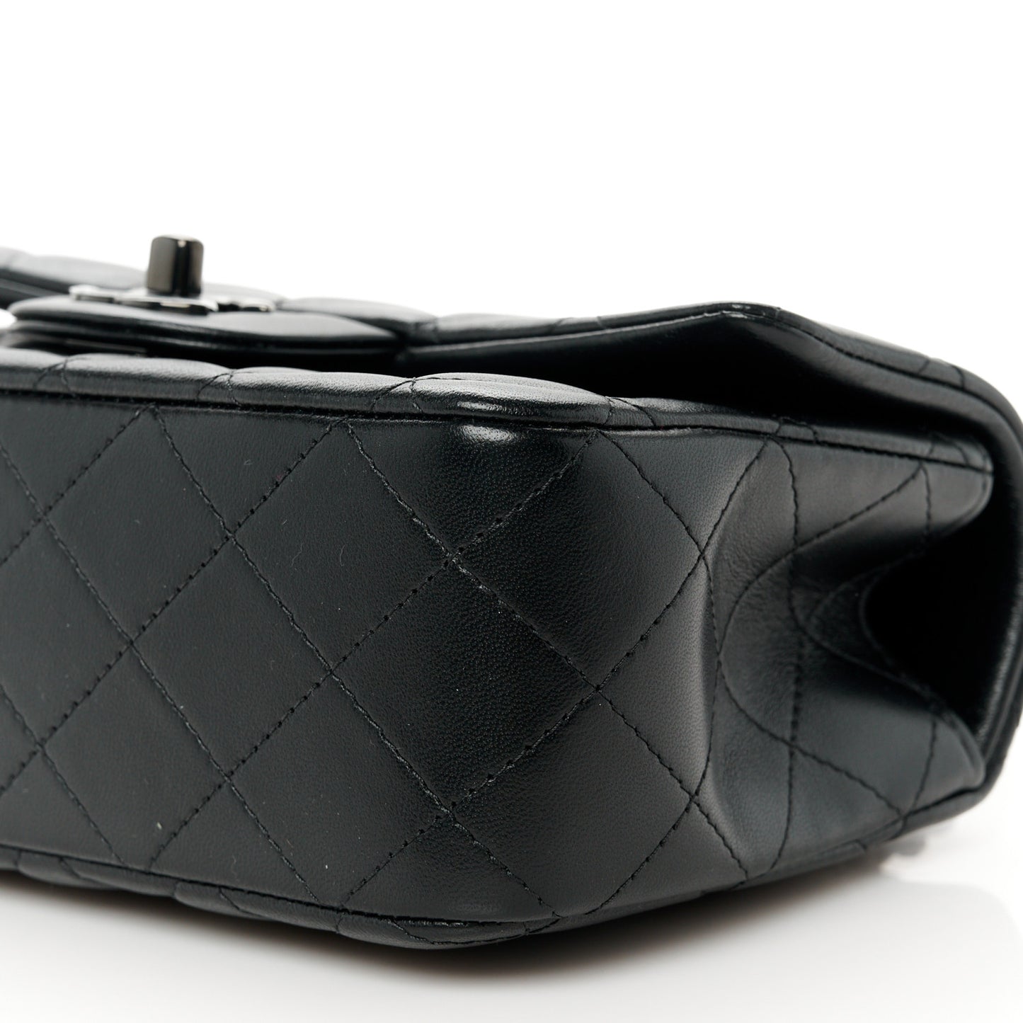 Lambskin Quilted Mini Top Handle Rectangular Flap So Black