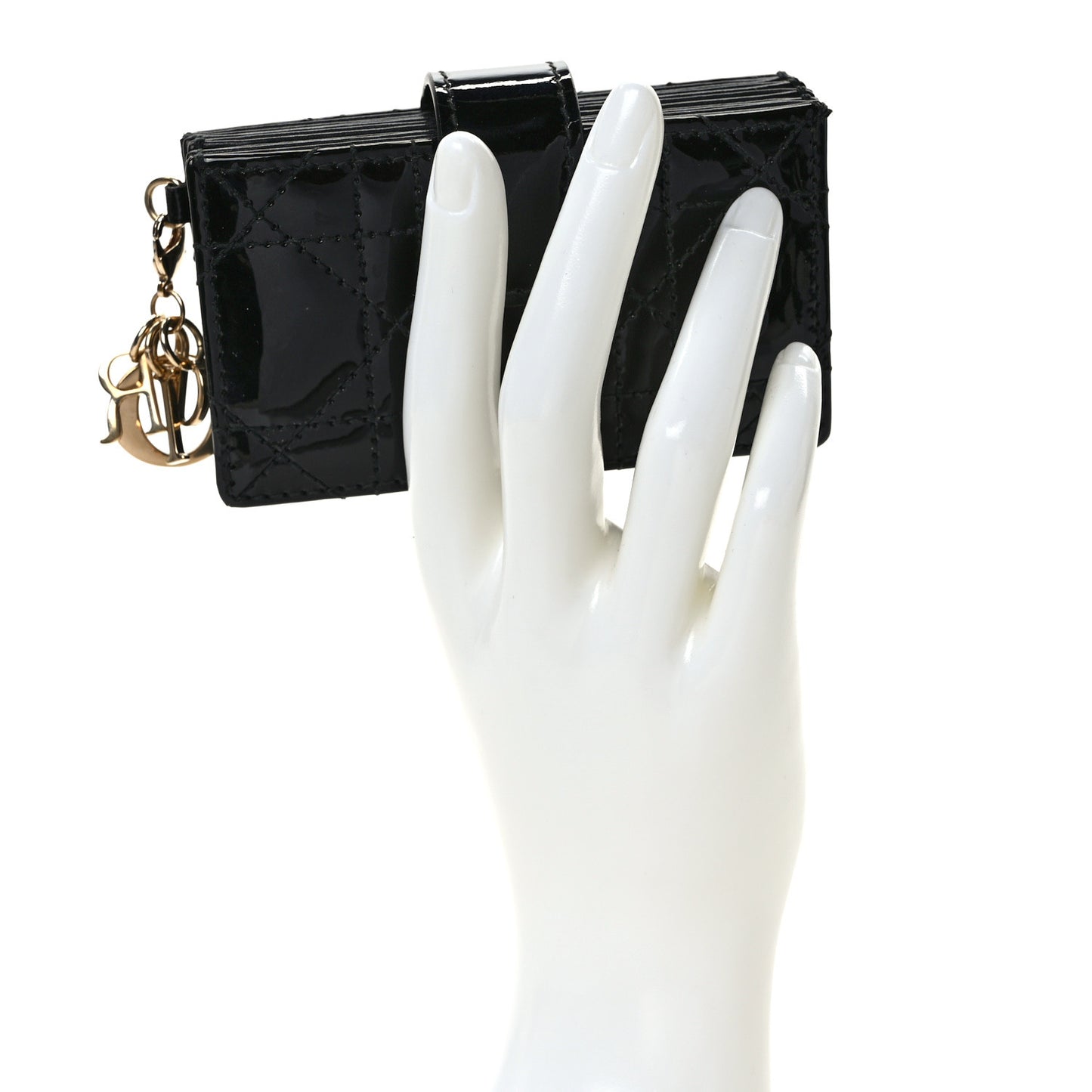 Patent Cannage Lady Dior 5-Gusset Card Holder Black