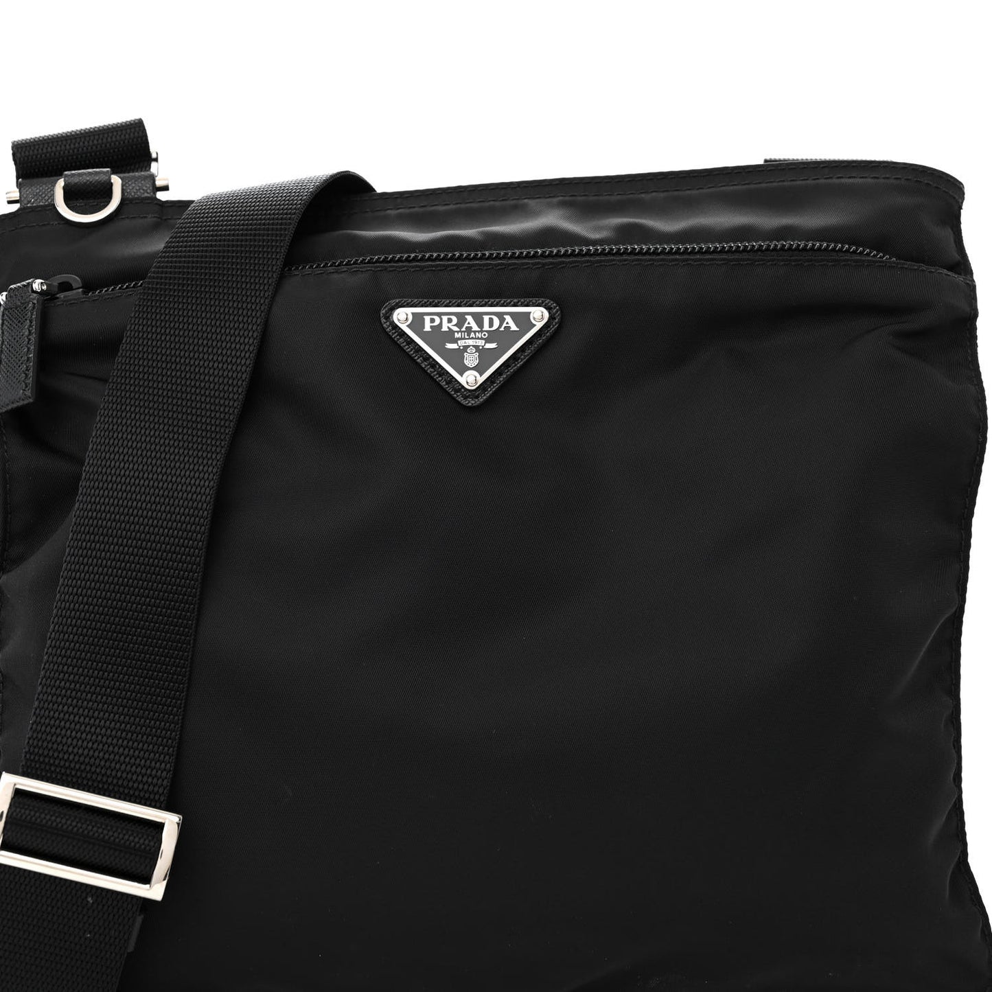 Nylon Vela Flat Messenger Bag Black