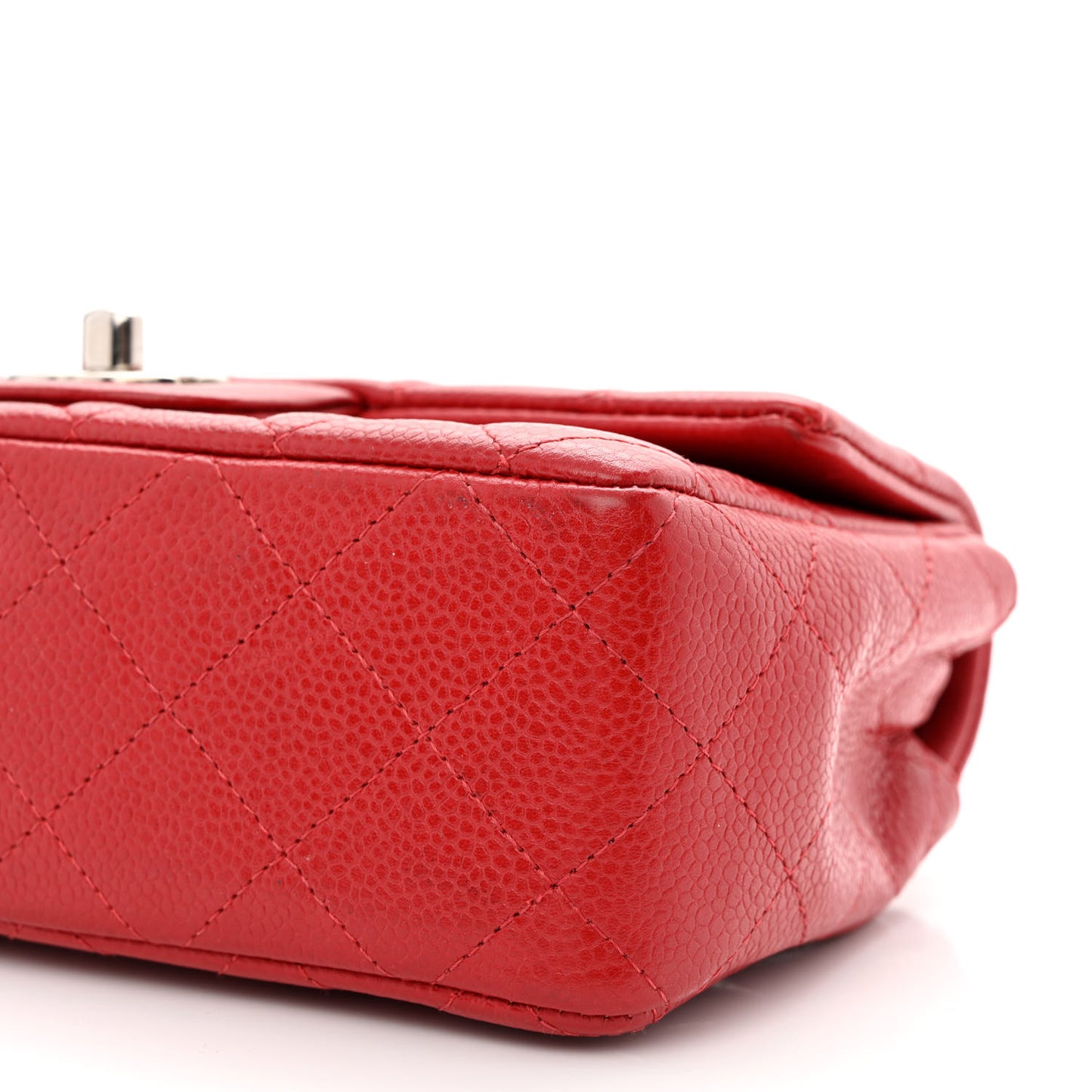 Caviar Quilted Mini Rectangular Flap Red