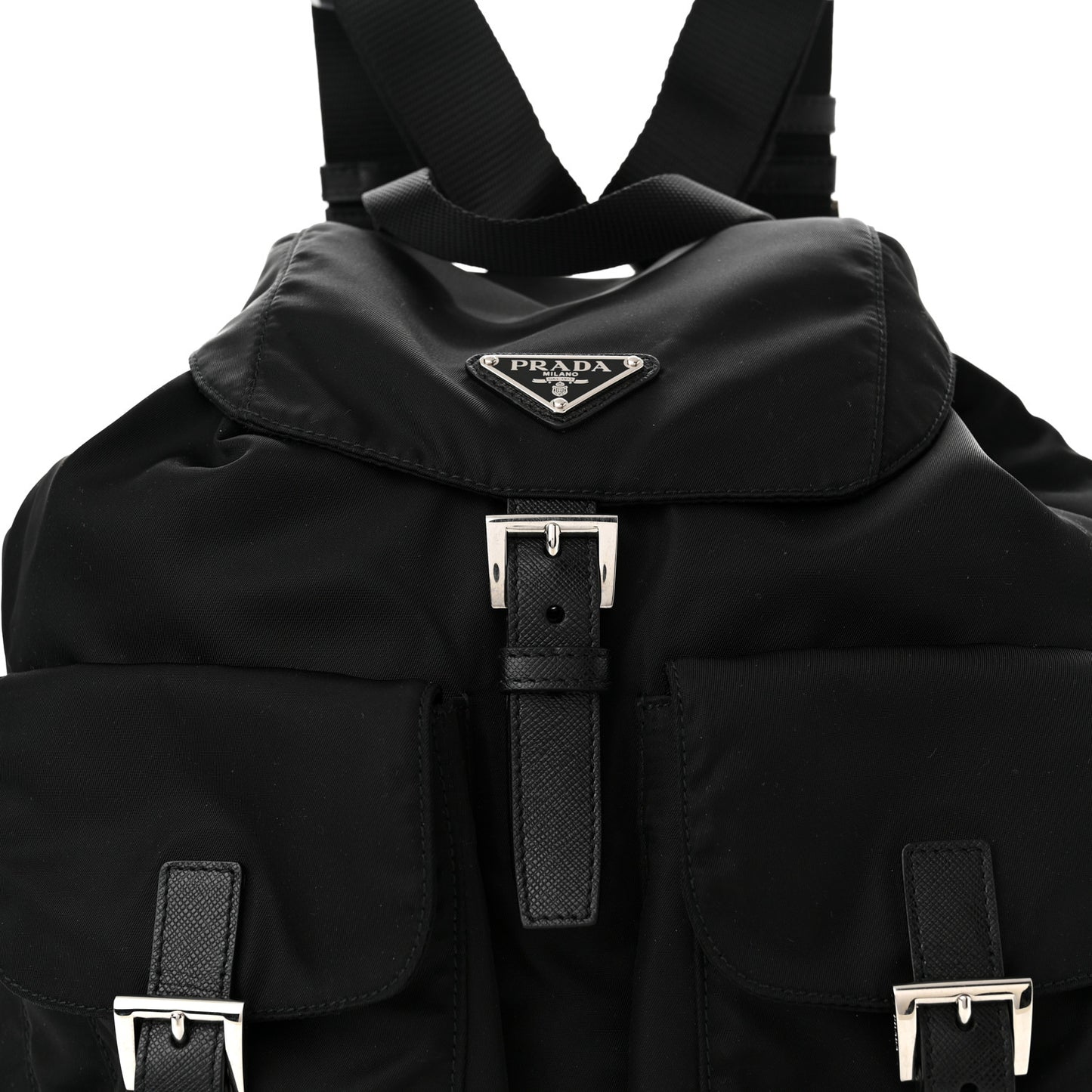 Tessuto Nylon Saffiano Medium Backpack Black