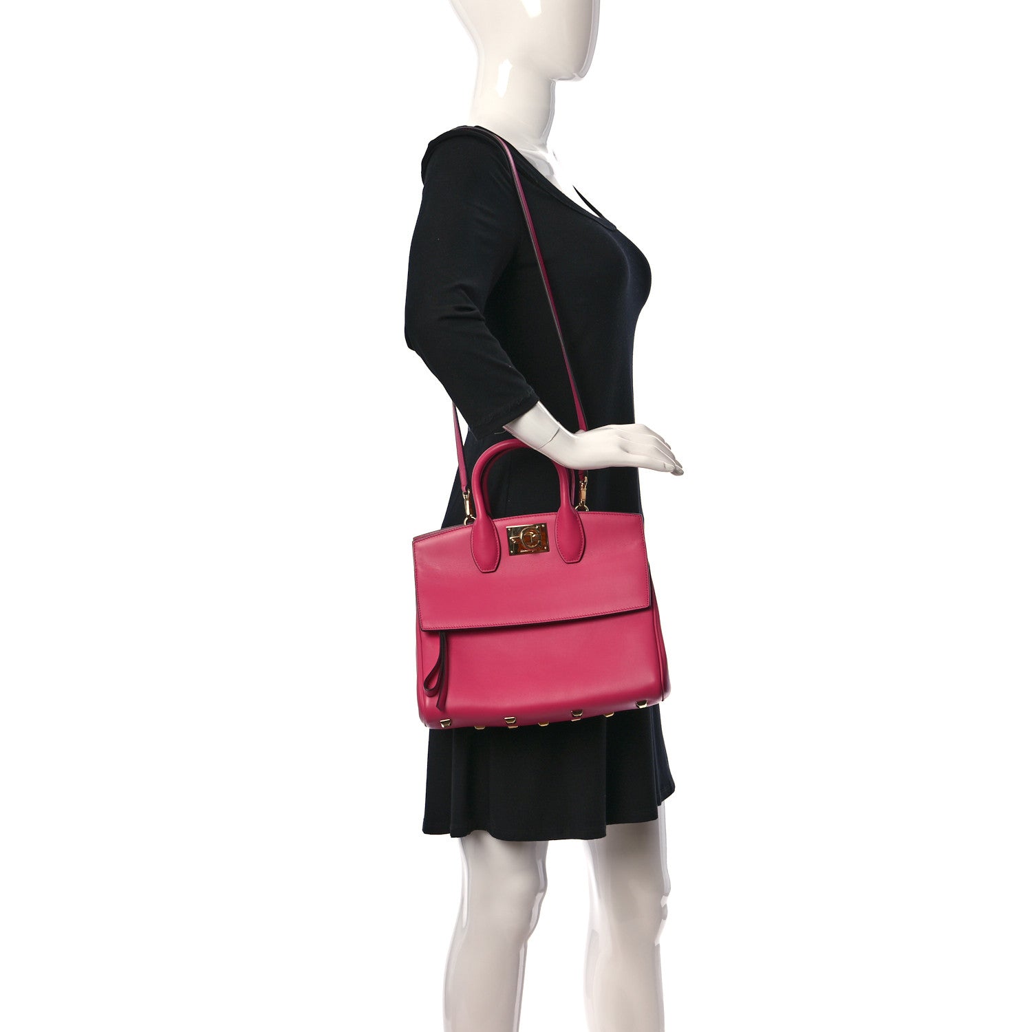 Salvatore Ferragamo Calfskin Medium Studio Bag Hot Pink 2 of 9