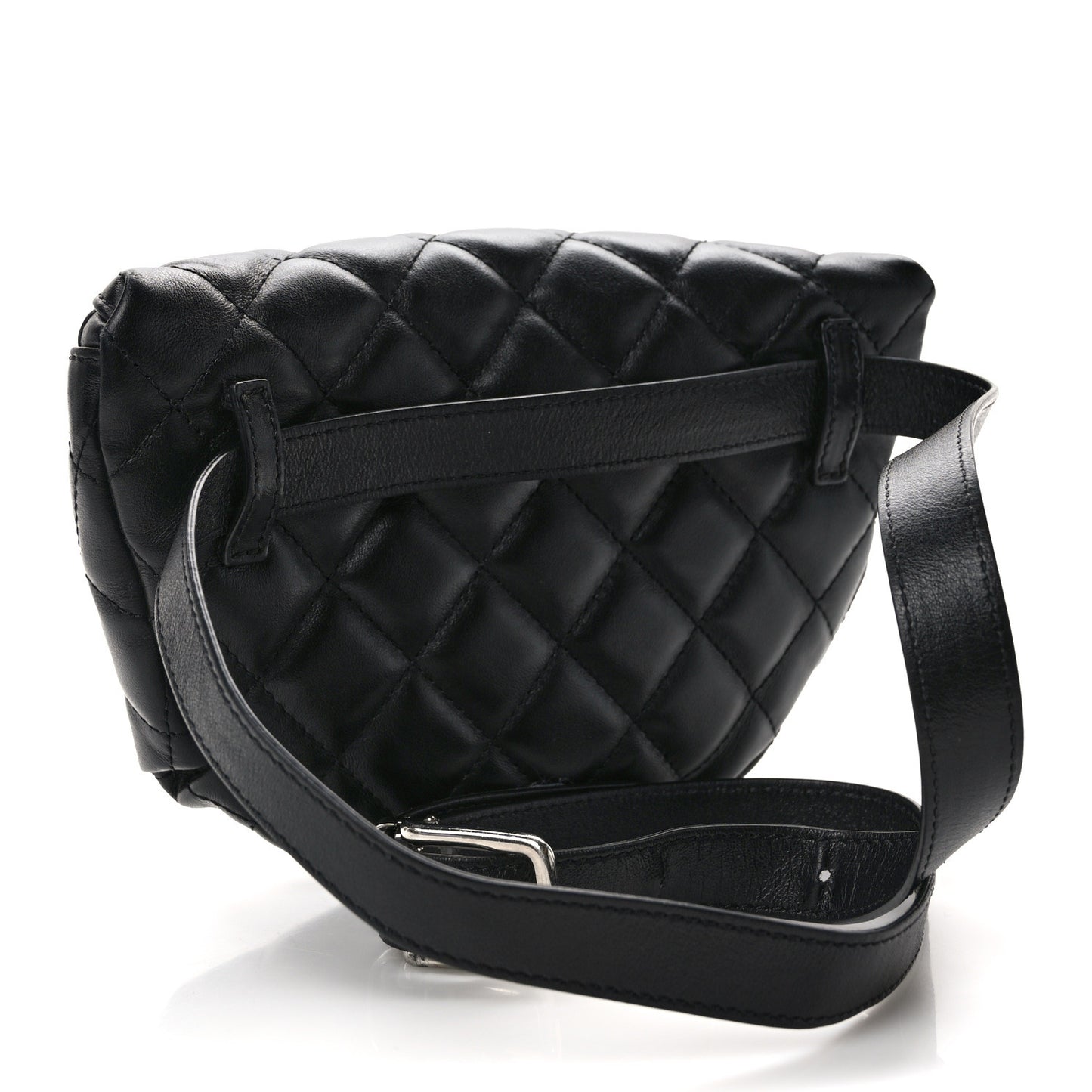 Calfskin Quilted Waist Belt Bag Black