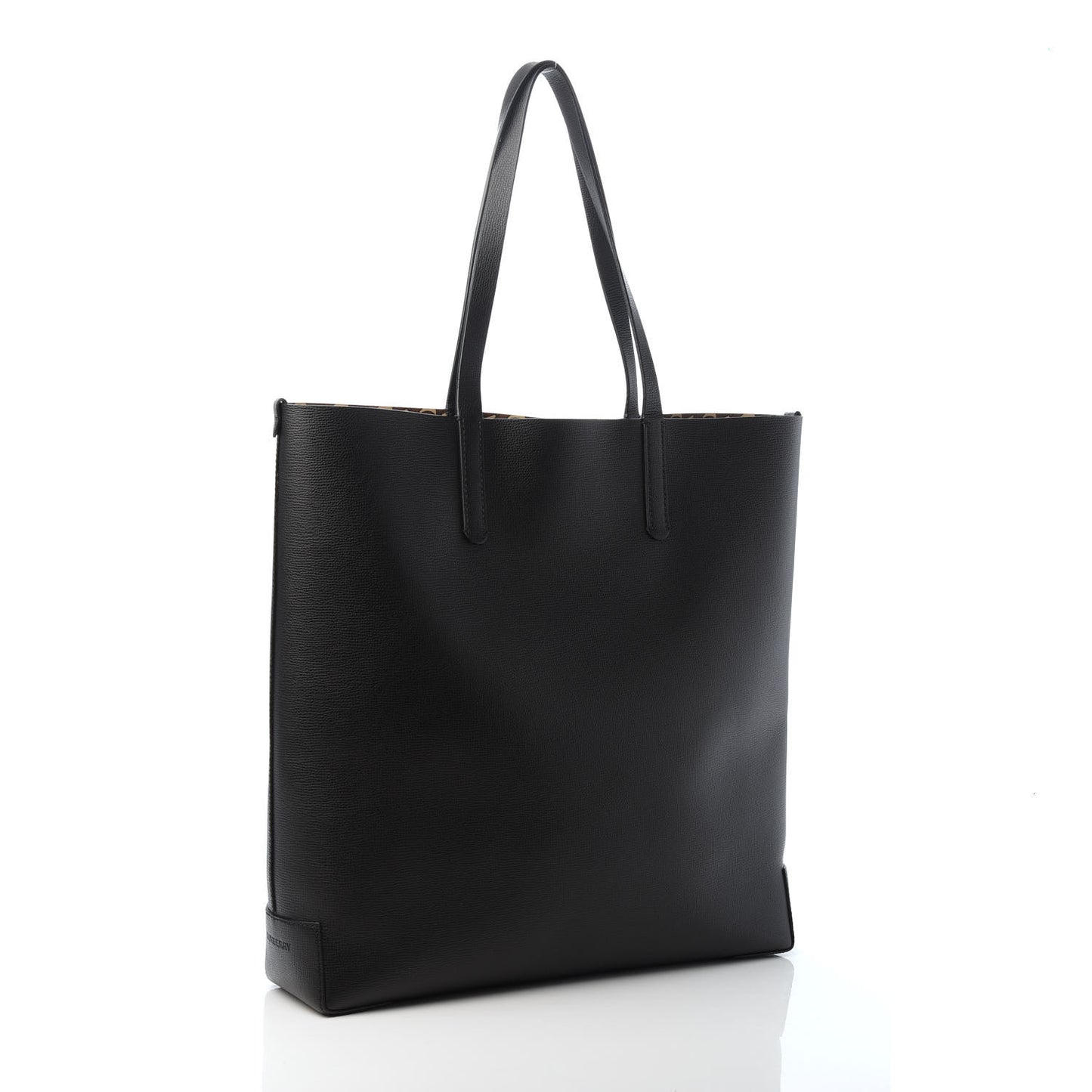 Calfskin TB Motif Embossed Tote Black