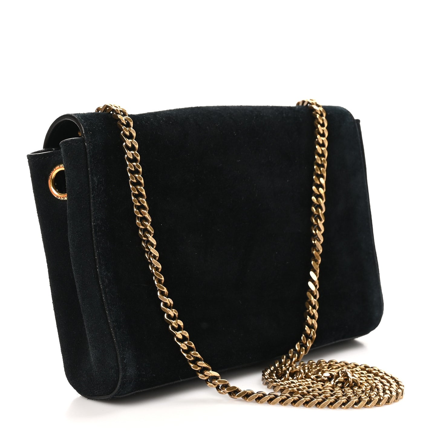 Smooth Calfskin Suede Small Reversible Monogram Kate Satchel Black